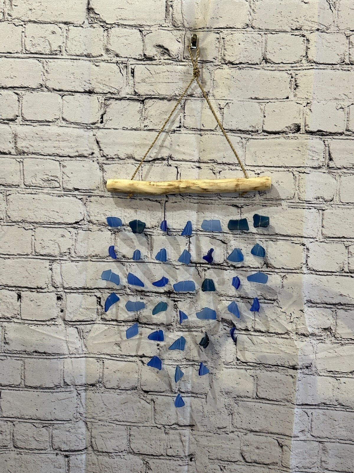 45cm x 25cm Dark Blue Wind Recycled Glass Driftwood Handmade Garden Home Mobile