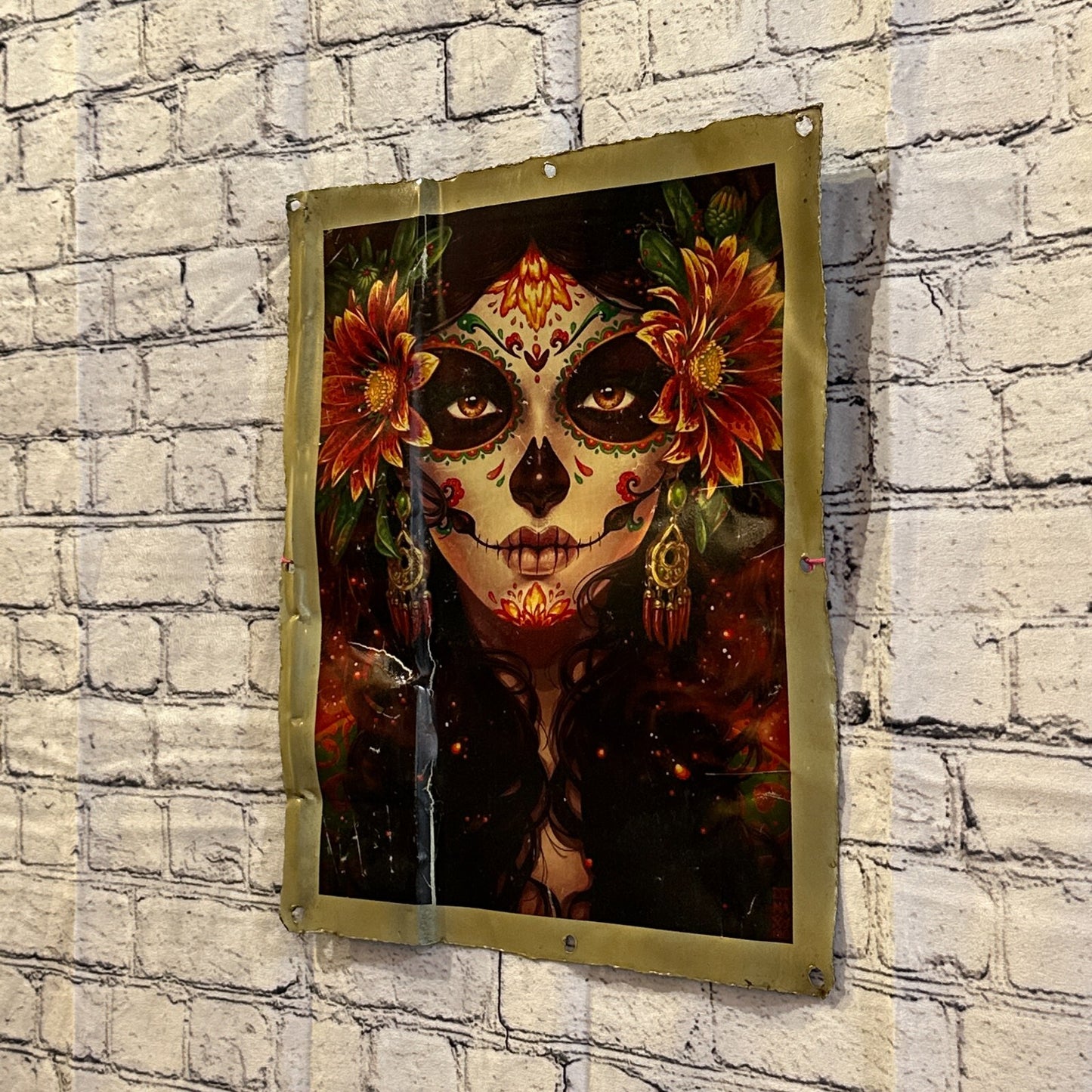 Day Of The Dead Lady Art Advert Wall Plaque 42cm x 36cm Vintage Retro Tin Sign