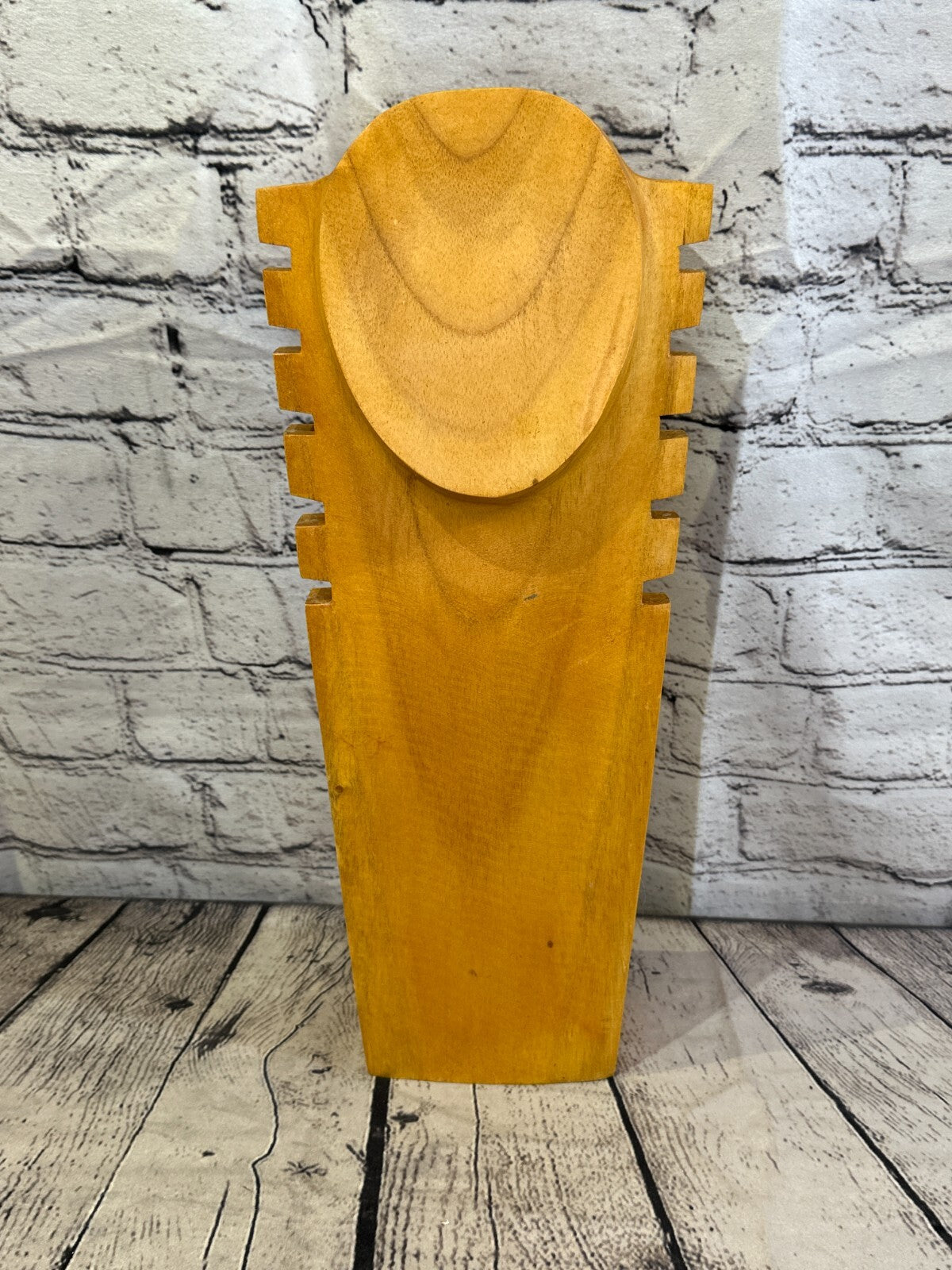 40cm Hand Carved Wooden Necklace On Base Chain Jewellery Display Stand Bust