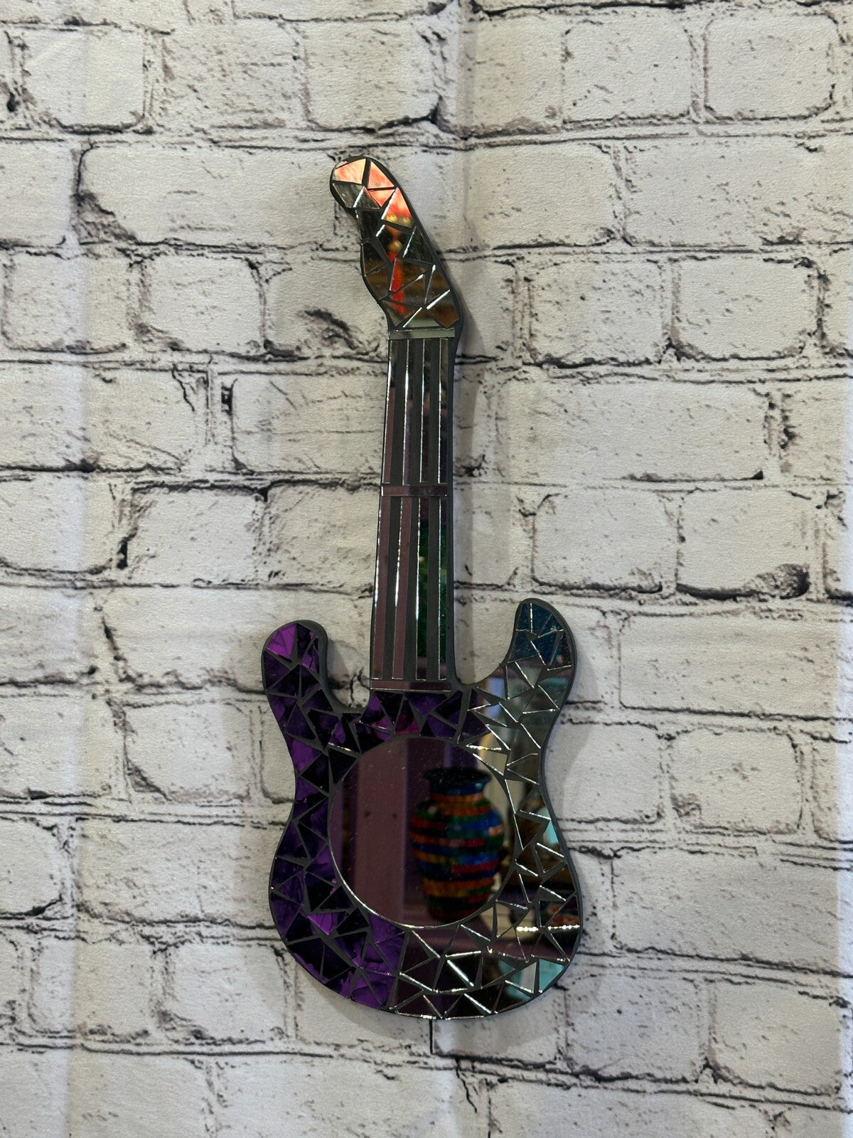 Purple Guitar Mosaic Tile Wall Mirror 40cm x 15cm 16 Inches Handmade New