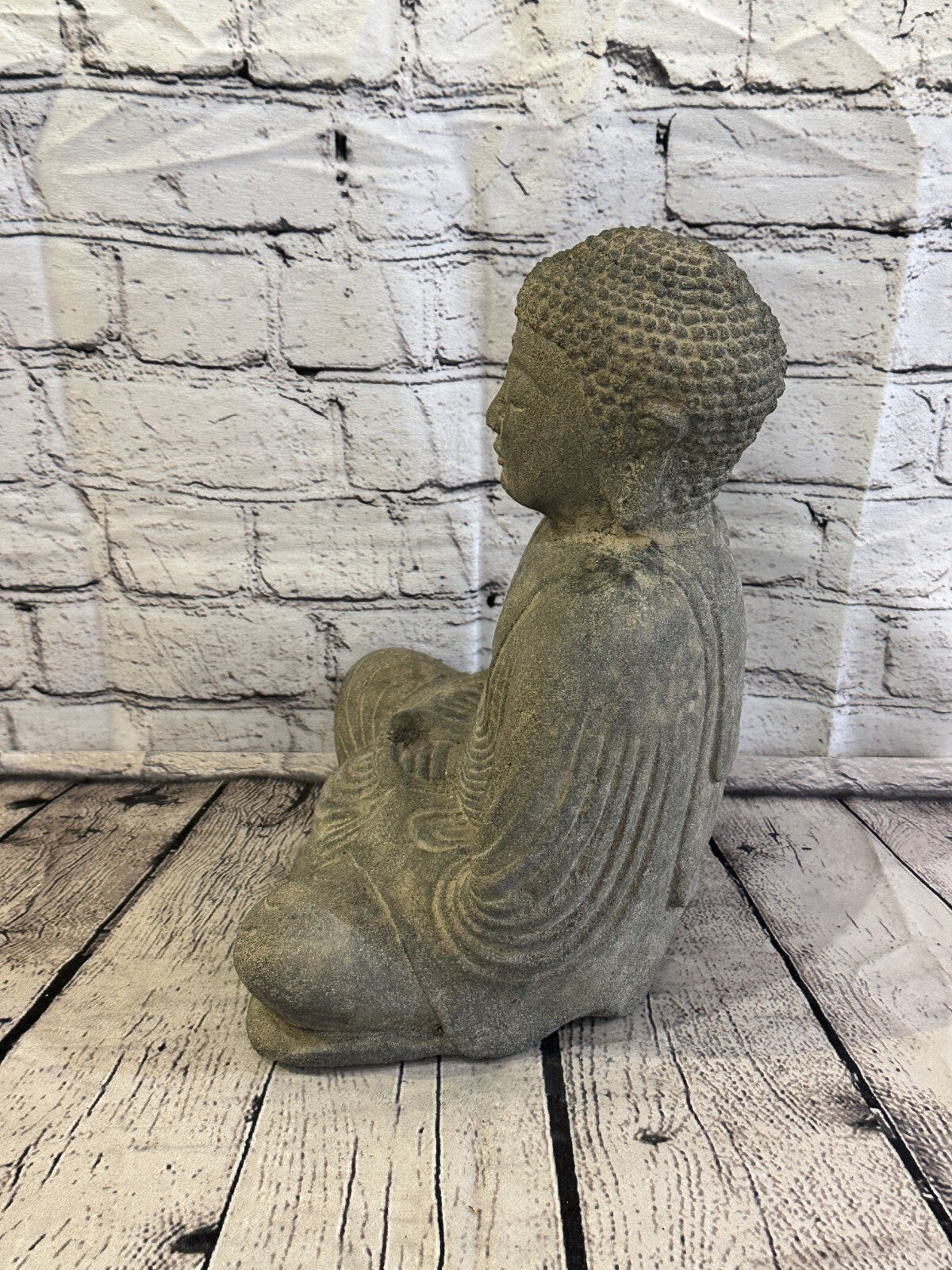 Sitting Buddha Stone Garden 30cm x 25cm Ornament Outdoor Indoor Statue Hindu