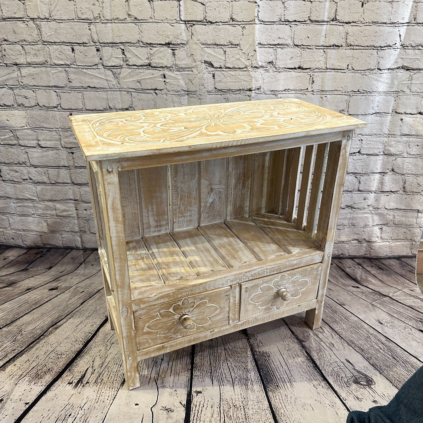 60cm x 60cm White 2 Draw Wooden Side Cabinet Living Hallway Storage Furniture