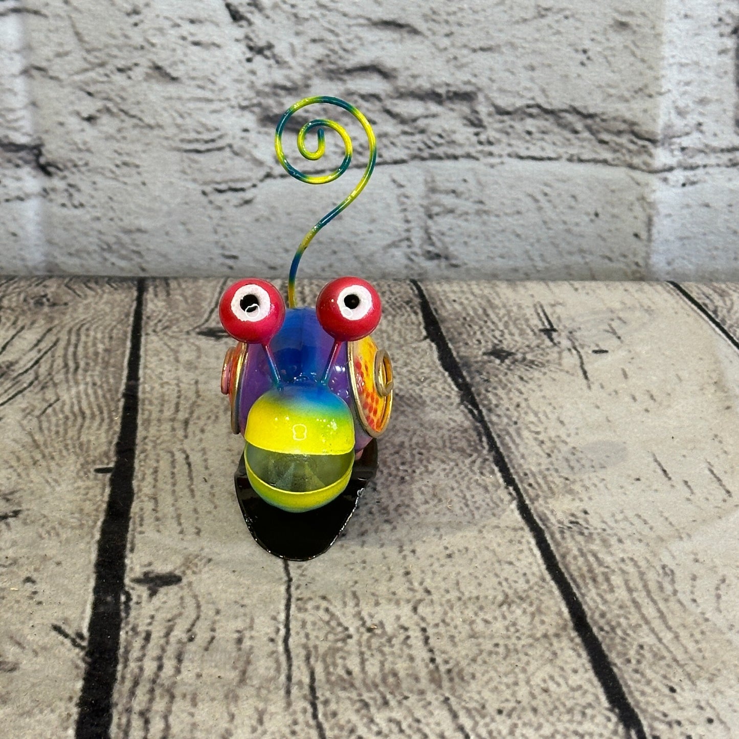 10cm x 7cm Blue Snail Bug Cartoon Postcard Holder Ornament Painted Statue