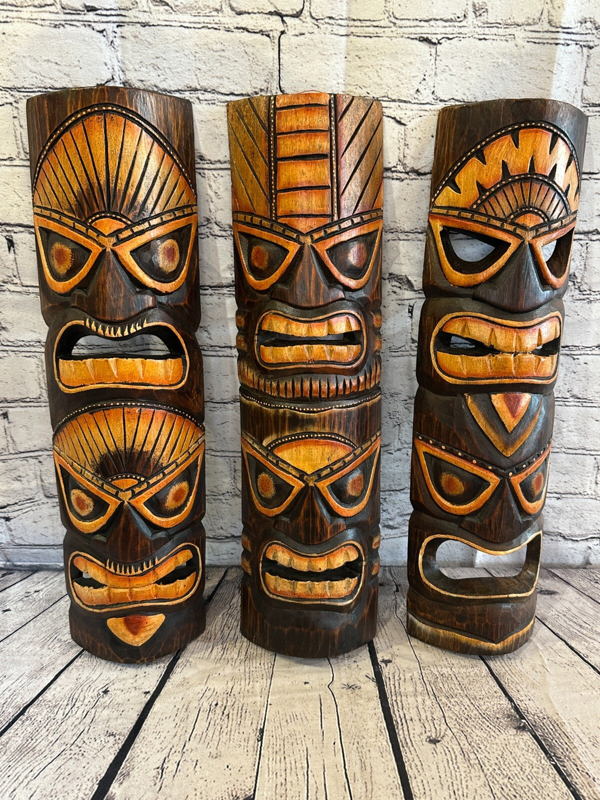 50cm Tiki Bar Mask Sign Decoration Wall Hanging Mask Wood Carving Design 3