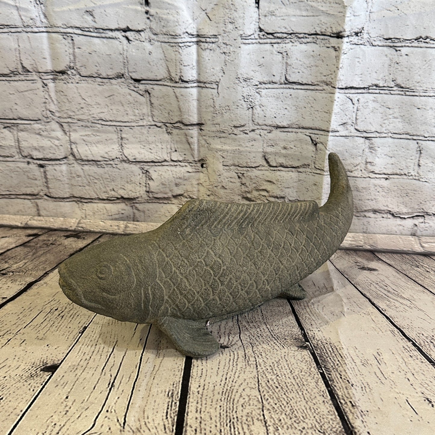 Koi Fish Carp Stone Garden 40cm x 15cm Ornament Outdoor Indoor Statue Hindu