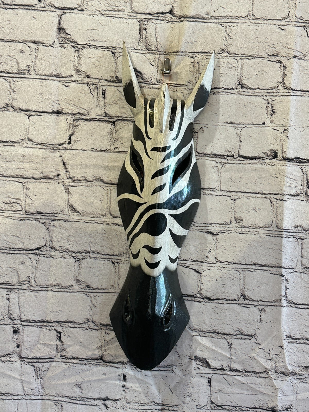 50cm Zebra Marking Hand Carved Fair Trade Wooden Animal Wall Art Wall Hang Mask