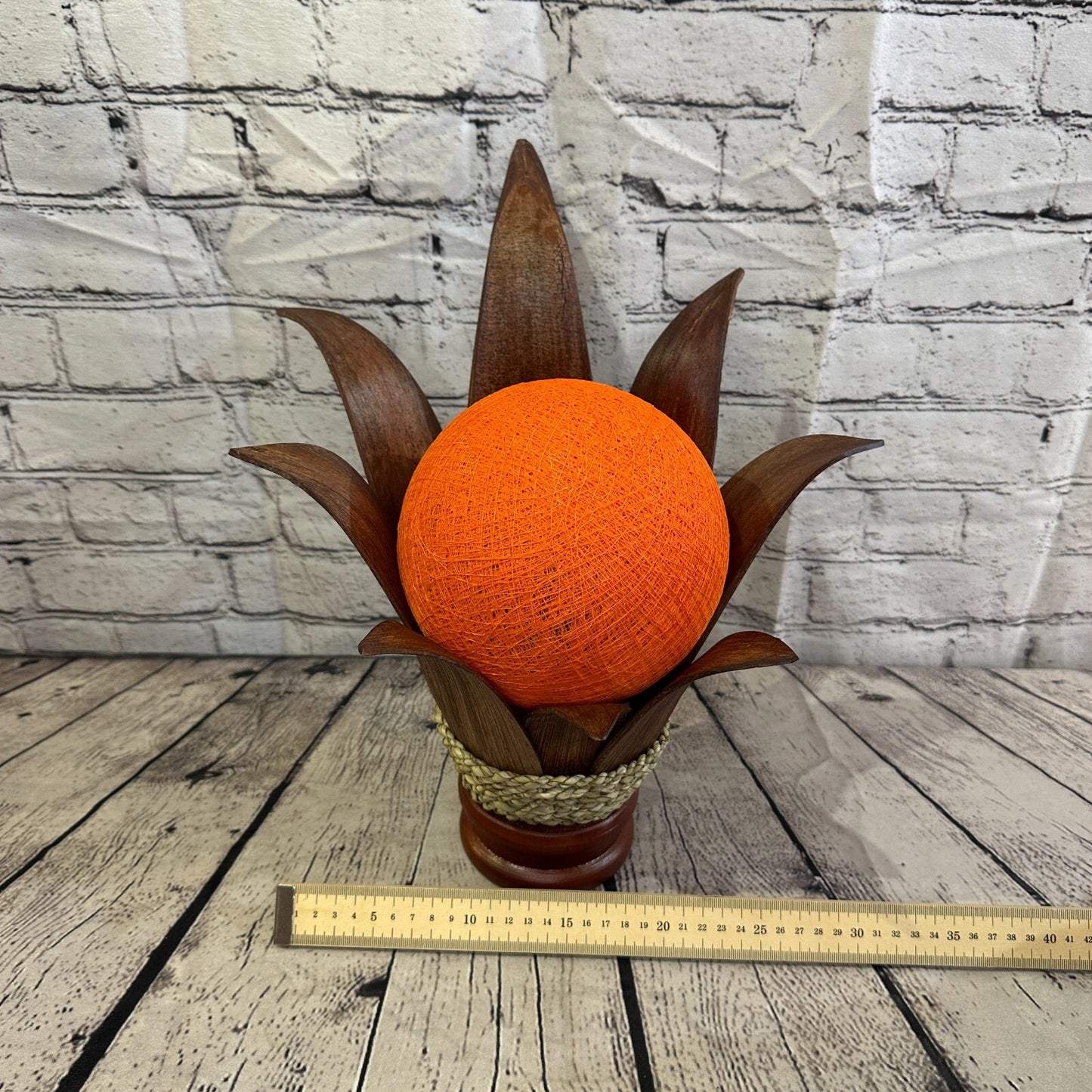Orange Light Brown Natural 40cm Tall Leaf Lamp Twist LED UK Mains Plug Design 5