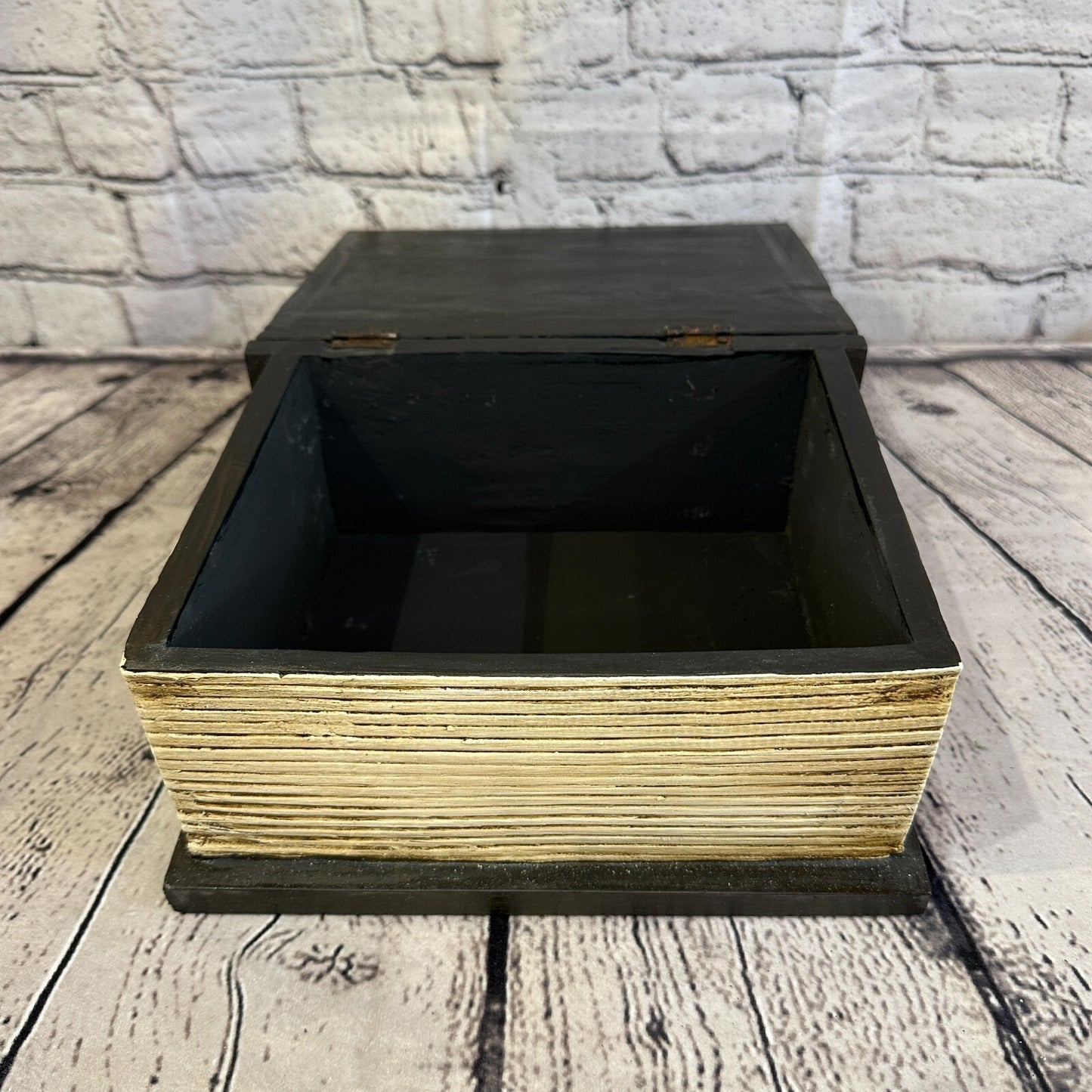 22cm x 17cm Book Wooden Gothic Pentagram Symbol Coffin Jewellery Trinket Box