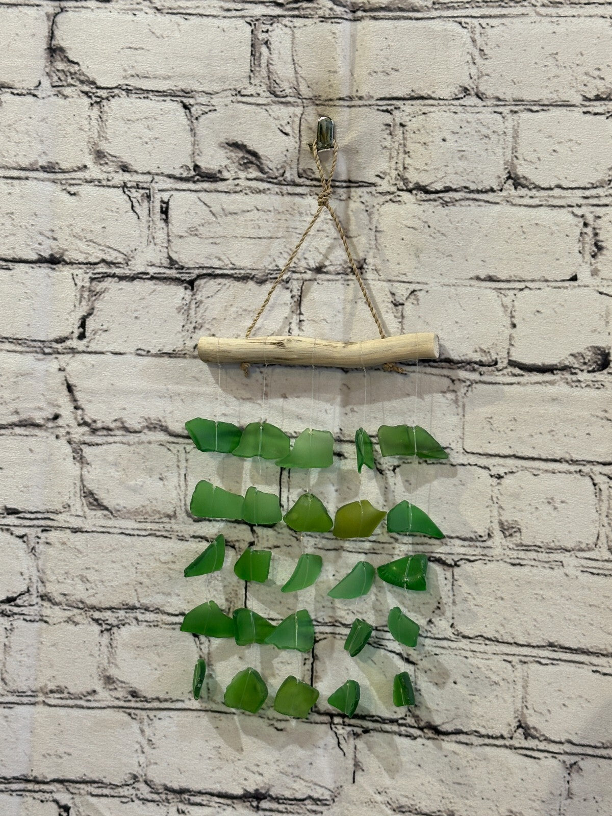 25cm x 15cm Green Wind Recycled Glass Driftwood Handmade Garden Home Mobile