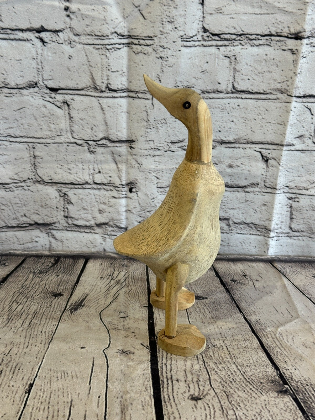 Looking Back 25cm Tall Wooden Hairy Duckling Baby Duck Bamboo Root Fairtrade