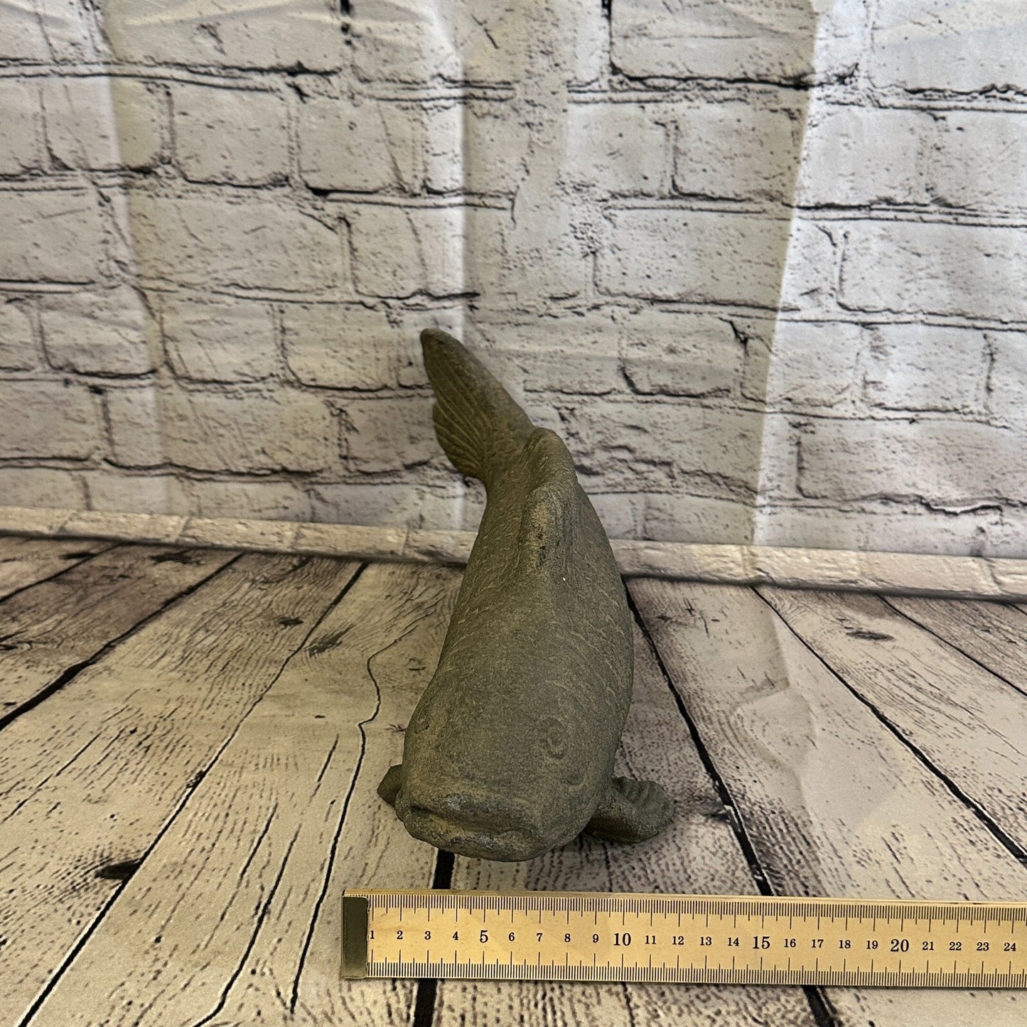 Koi Fish Carp Stone Garden 40cm x 15cm Ornament Outdoor Indoor Statue Hindu