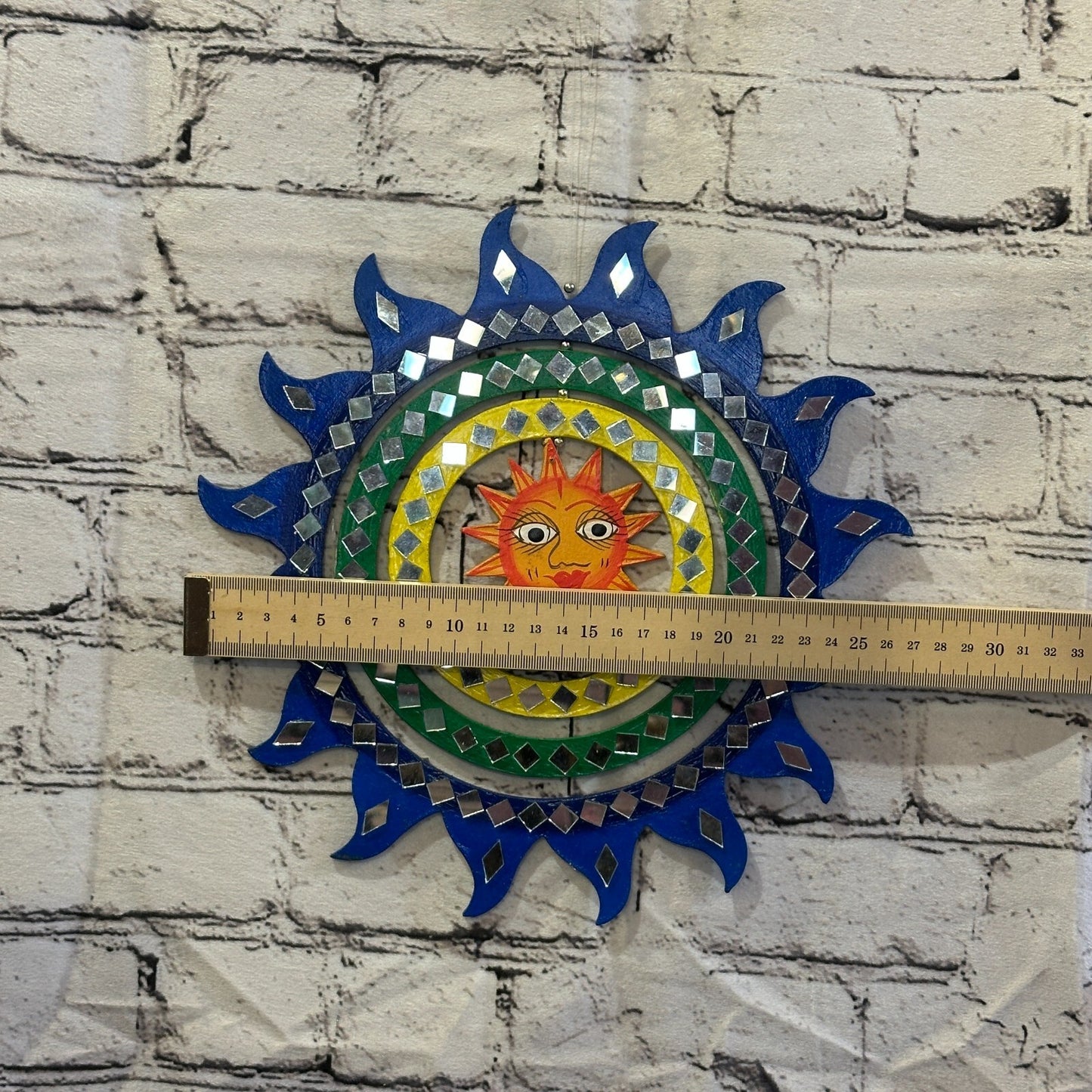 25cm Colourful Blue Sun Hanging With Mirrors Window Suncatcher Indoor Mobile