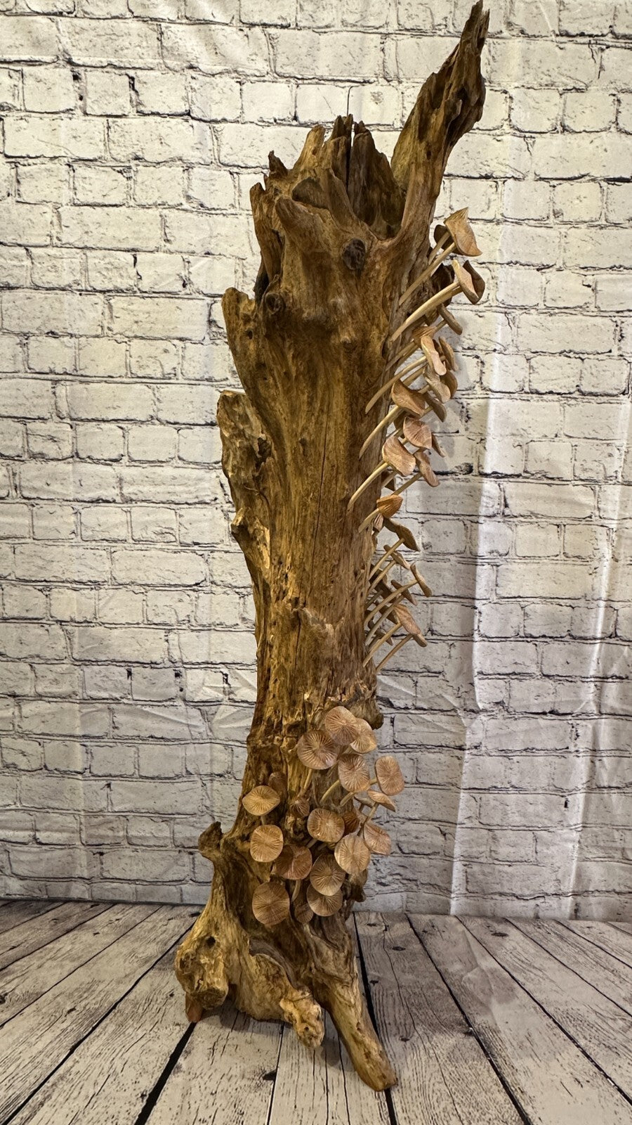 100cm Tall Mushrooms Cluster Parasite Ornament Natural Carving Fairtrade Wooden
