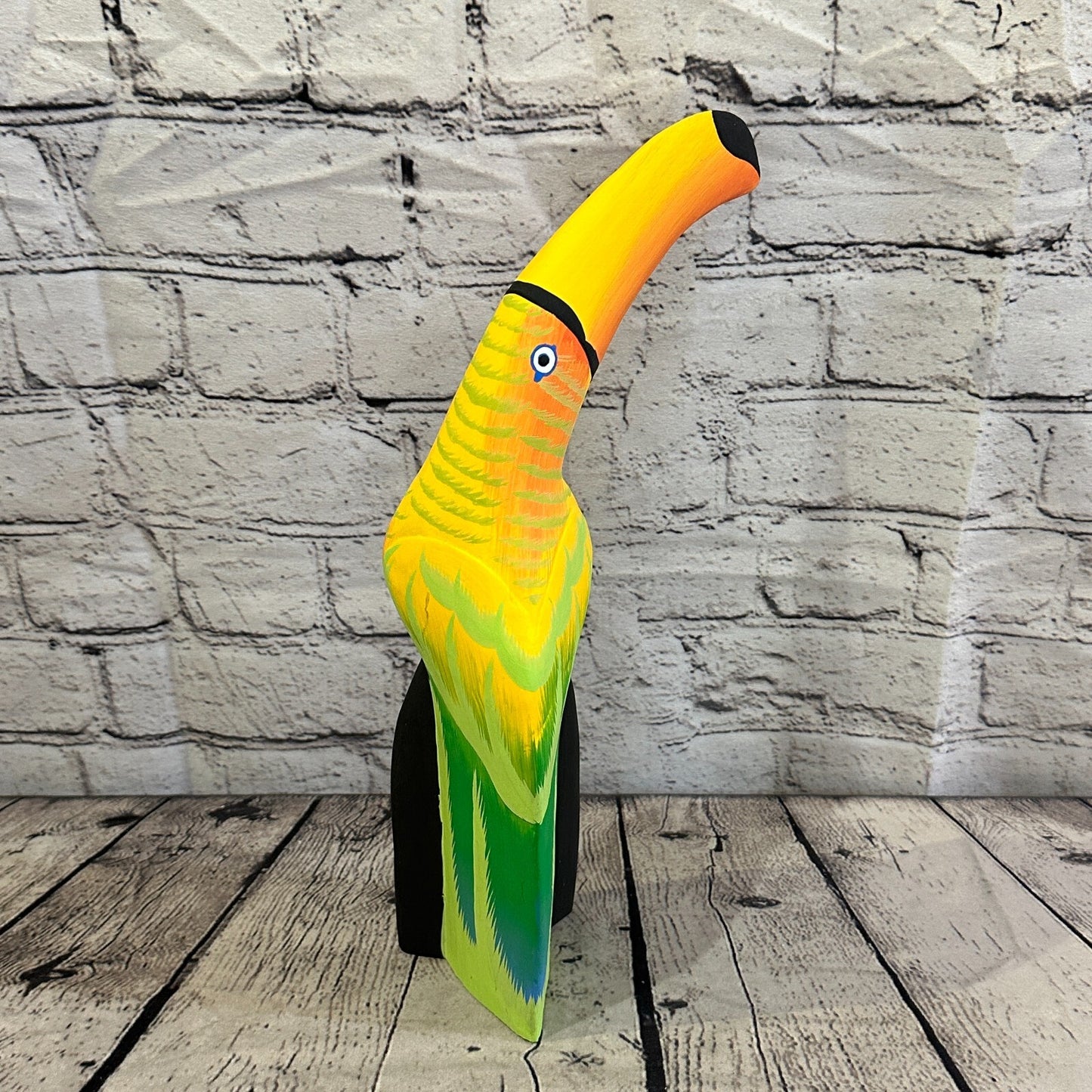 30cm Yellow Toucan Bird Ornament Statue Fair Trade Hand Made Carved Wood