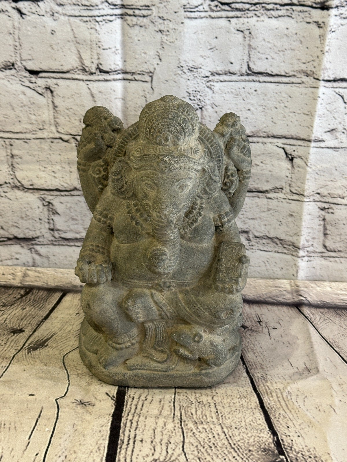 Small Ganahsa Stone Garden 20cm x 15cm Ornament Outdoor Indoor Statue Hindu