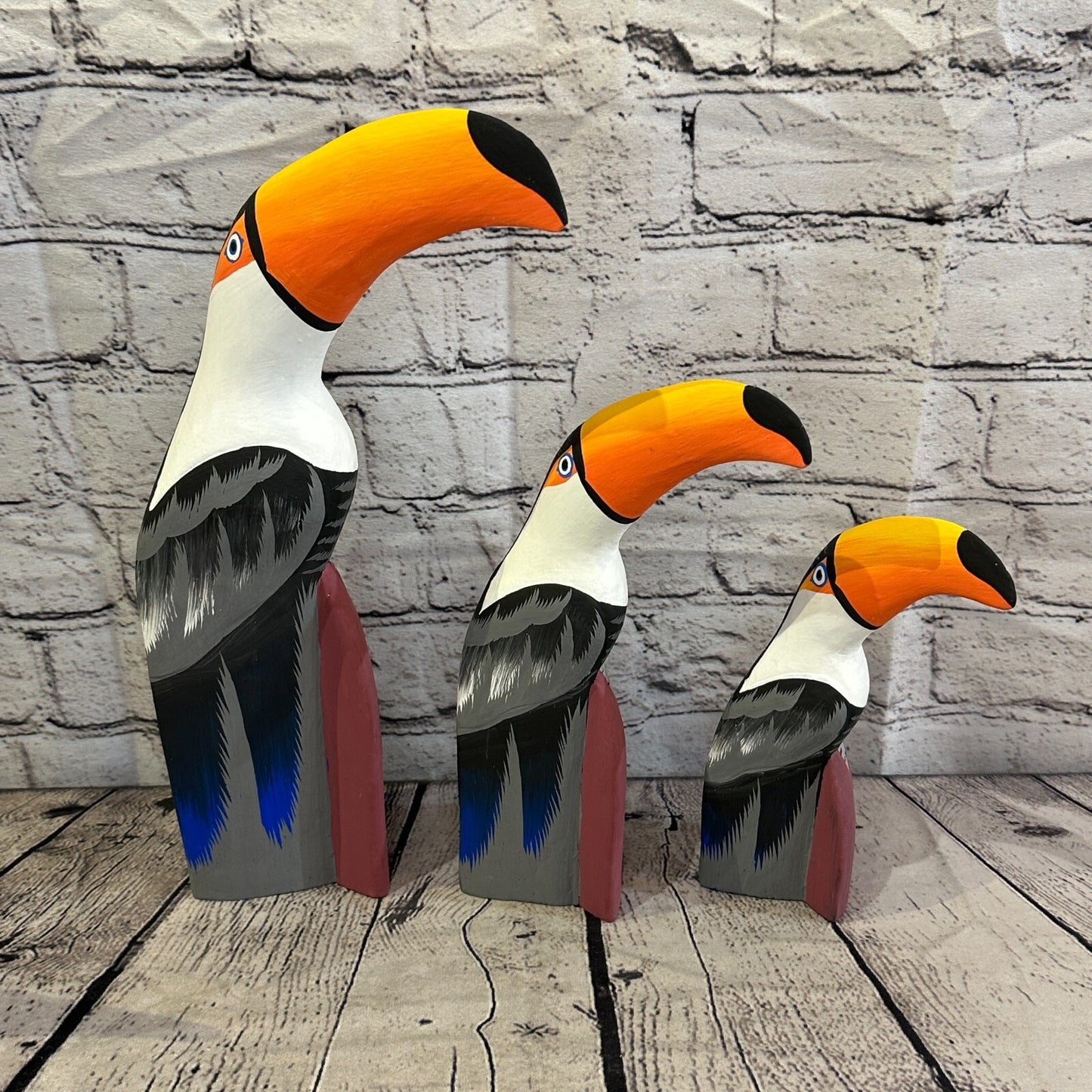 15cm Black Toucan Bird Ornament Statue Fair Trade Hand Made Carved Wood