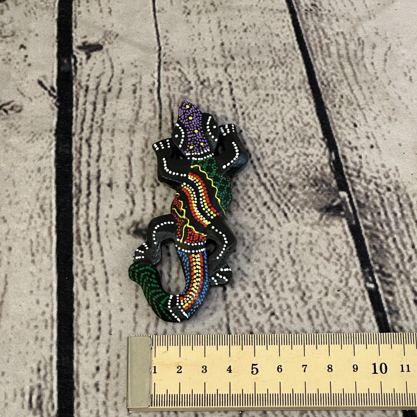 Lizard Gecko Wooden Animal Fridge Dot Work Magnet Magnetic Note Holder Novelty