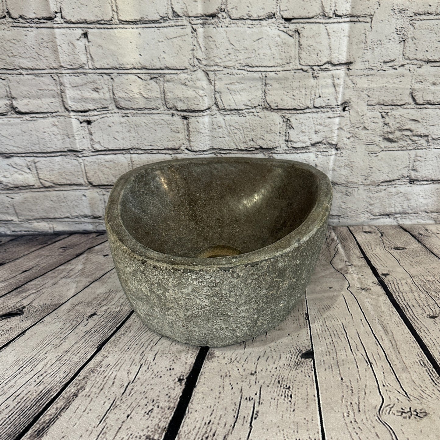 26cm x 28cm River Stone Sink Basin Bowl Natural for Bathroom Washroom Oval No 19
