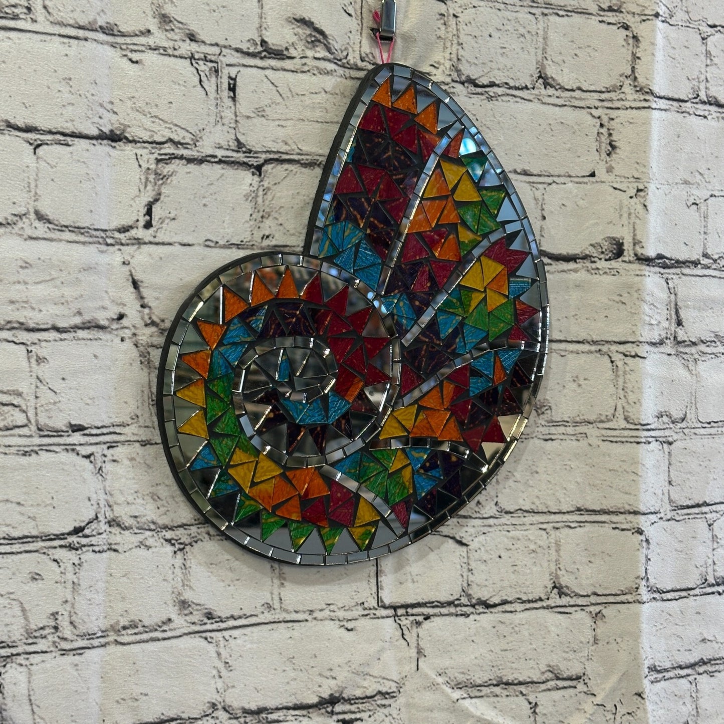 Rainbow Nautilus Shell Mosaic Tile Wall Mirror 30cm x 25cm Handmade New