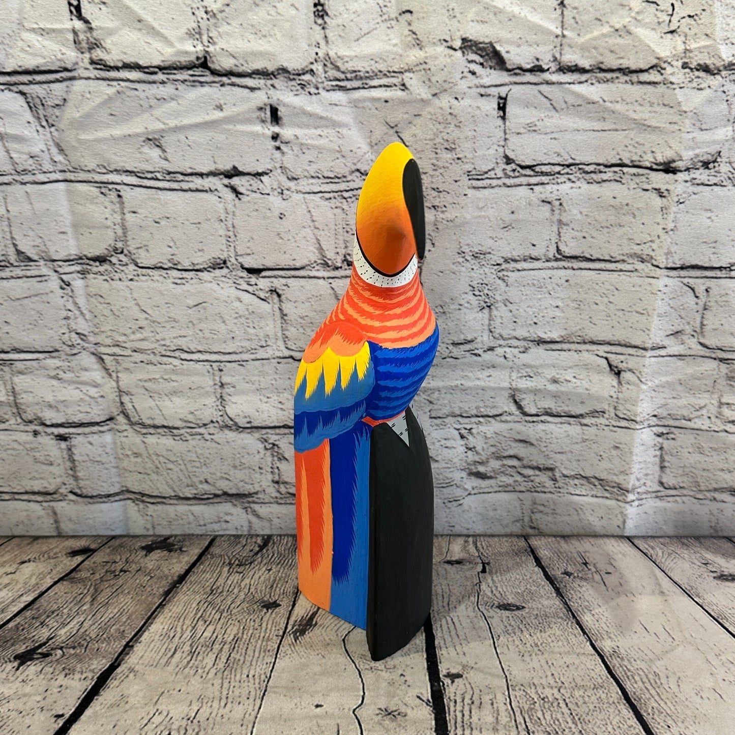 30cm Red Toucan Bird Ornament Statue Fair Trade Hand Made Carved Wood
