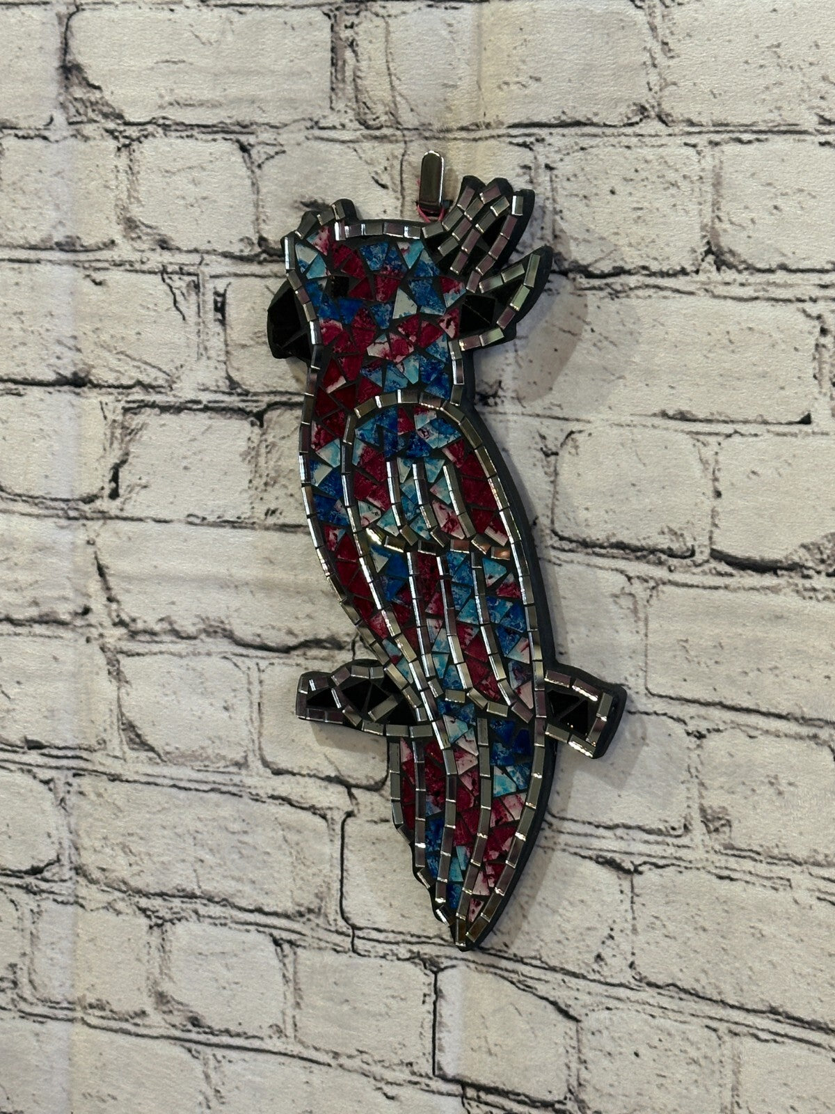 Purple Blue Red Tropical Parrot Mosaic Tile Wall Mirror 30cm x 15cm Handmade New
