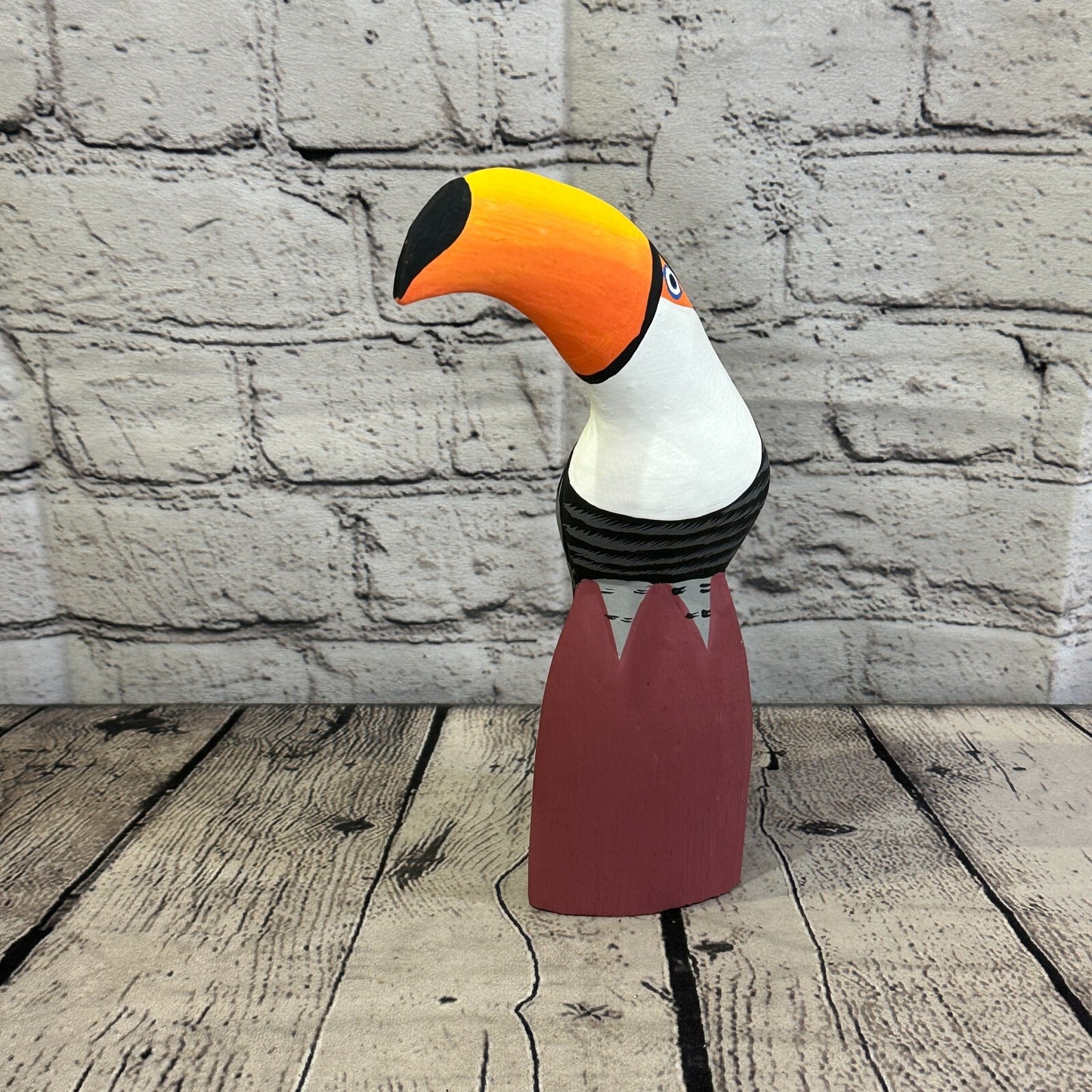 20cm Black Toucan Bird Ornament Statue Fair Trade Hand Made Carved Wood
