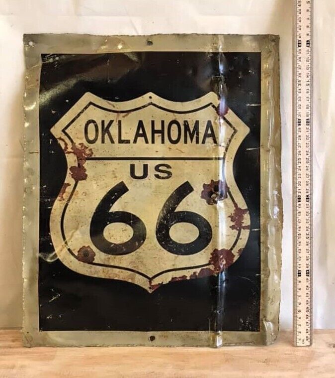 Route 66 OK Poster Advert Wall Plaque 42cm x 36cm Vintage Retro Tin Sign