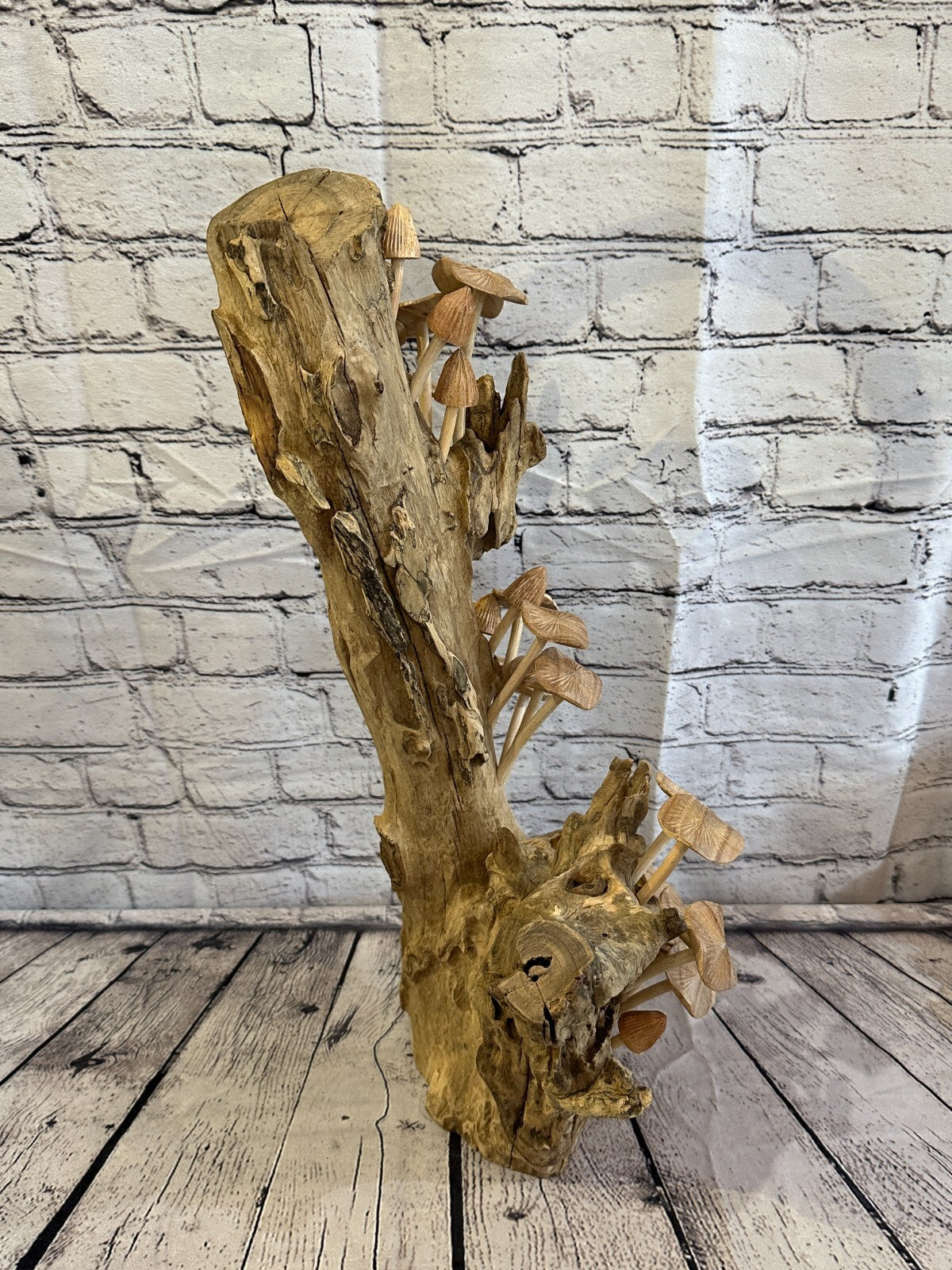 55cm Tall Mushrooms Cluster Parasite Ornament Natural Carving Fairtrade Wooden