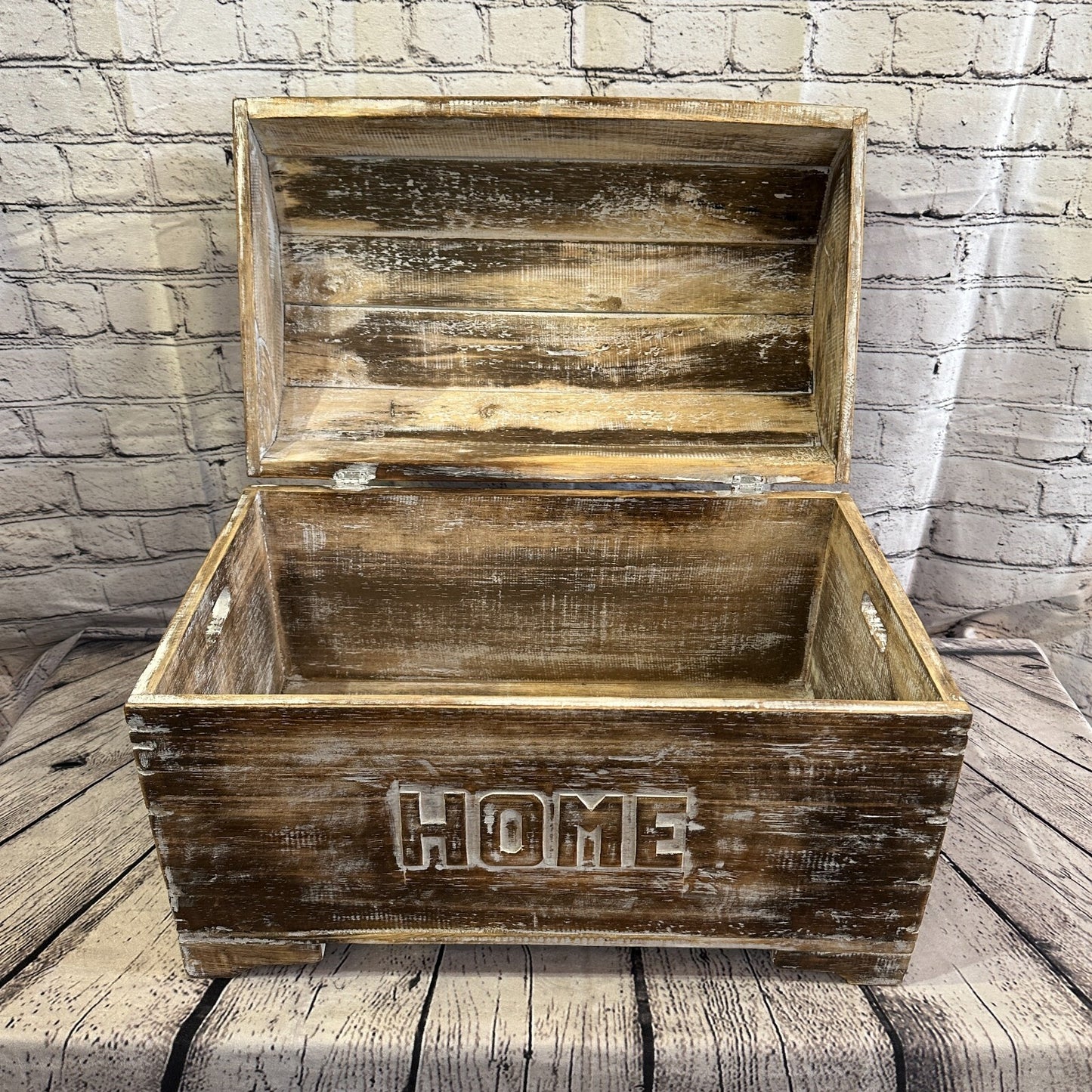 50cm x 35cm x 30cm Brown Home Wood Box Wooden Chest Storage Craft Handles Lid