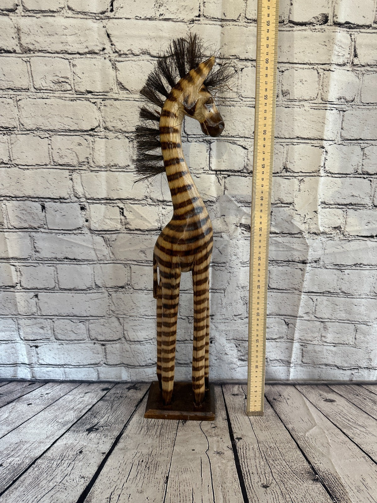 60cm Burnt Pattern Wood Horse Tall Statue Wood Modern Hand Carved Painted