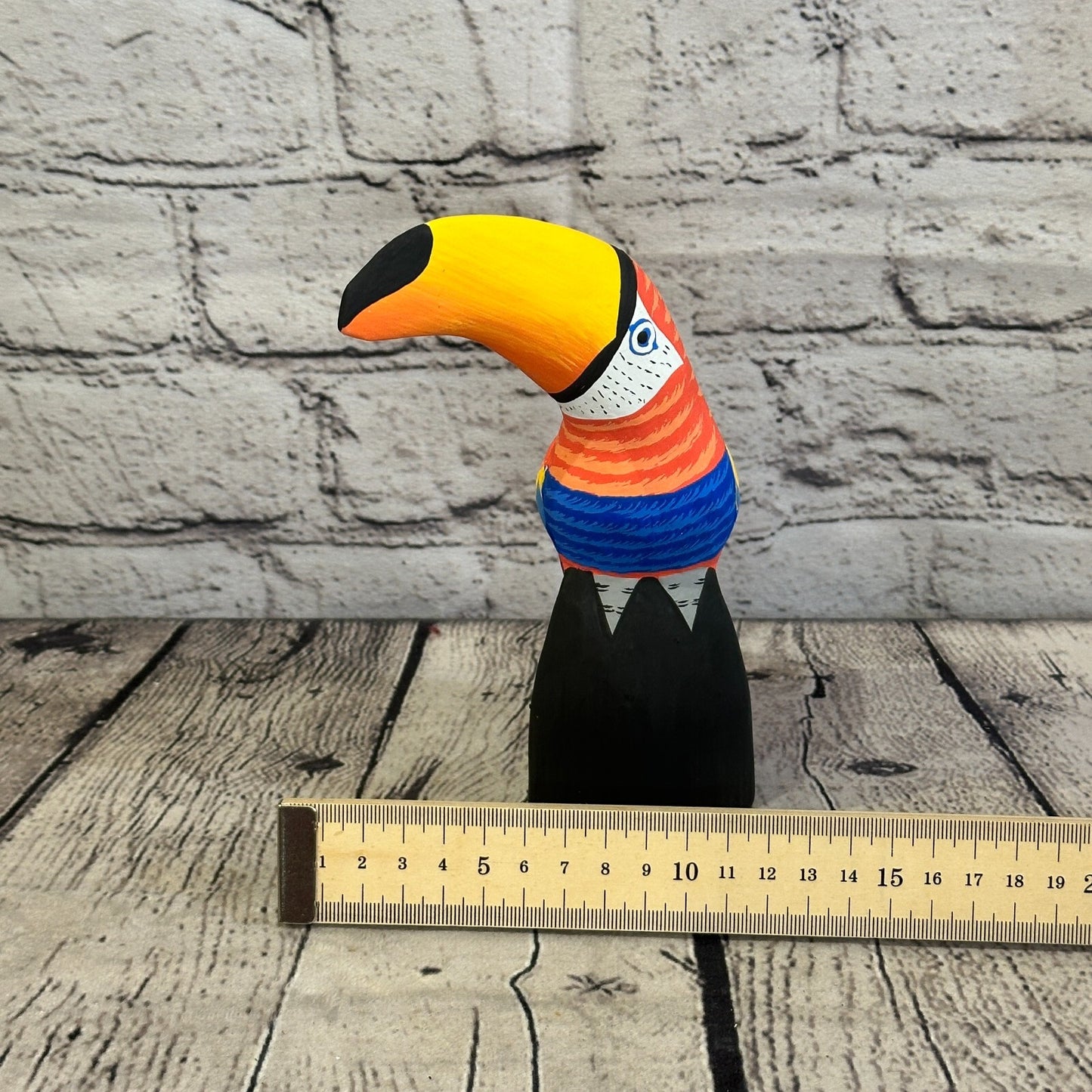 15cm Red Toucan Bird Ornament Statue Fair Trade Hand Made Carved Wood
