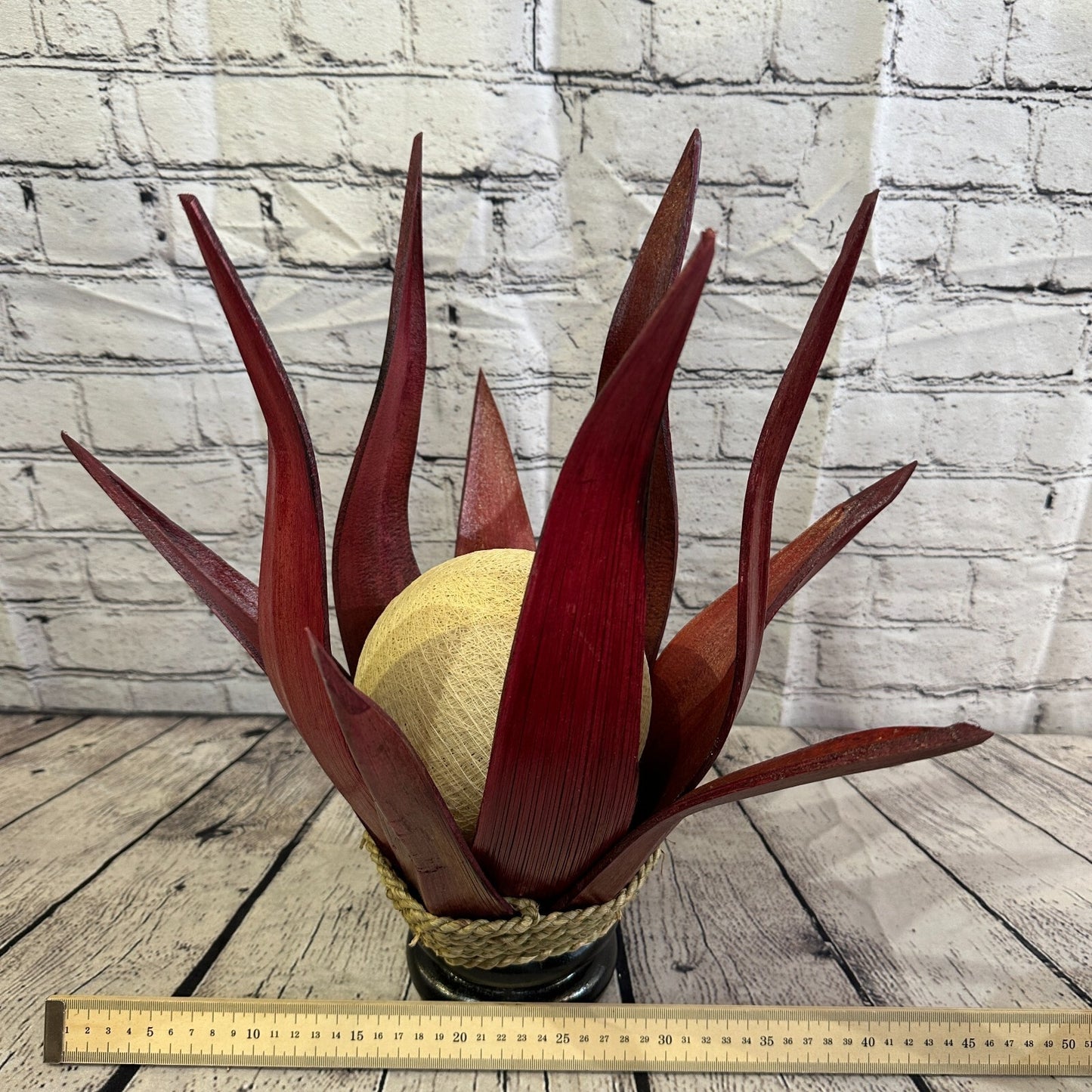 White Red Leaf Natural 45cm Tall Leaf Lamp Twist LED UK Mains Plug Design 6