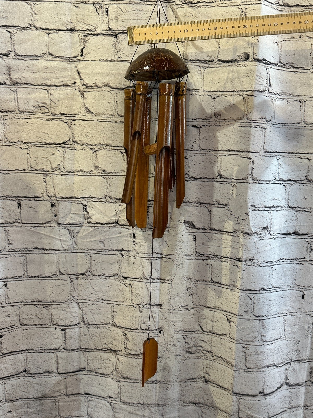 Coconut Bamboo Windchime Plain 30cm Garden Gift Summer Handmade Chimes