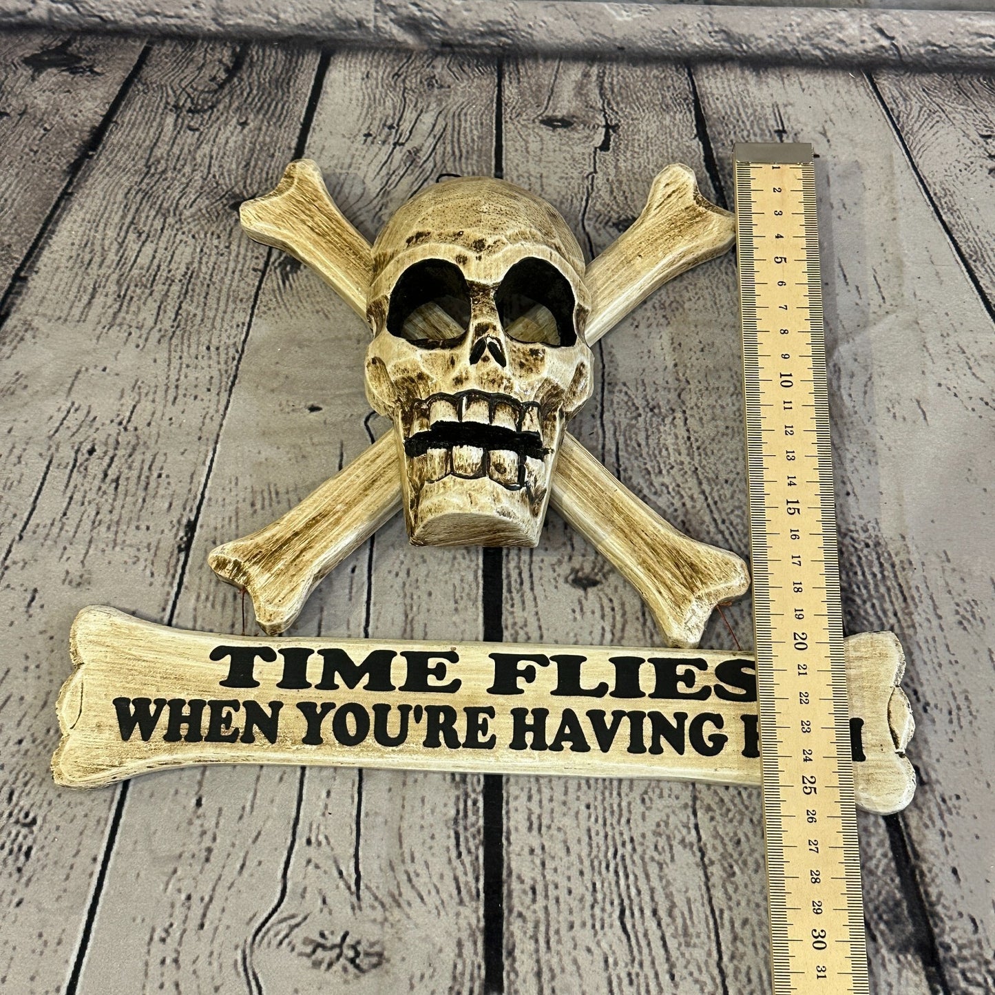 Skull & Crossbones Time Flies Rum Drink Pirate Sign Door Plaque 30cm x 25cm