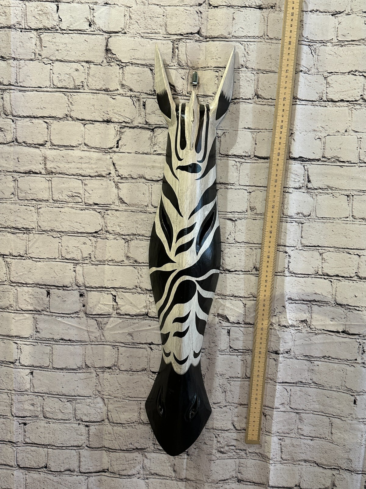 100cm Zebra Marking Hand Carved Fair Trade Wooden Animal Wall Art Wall Hang Mask