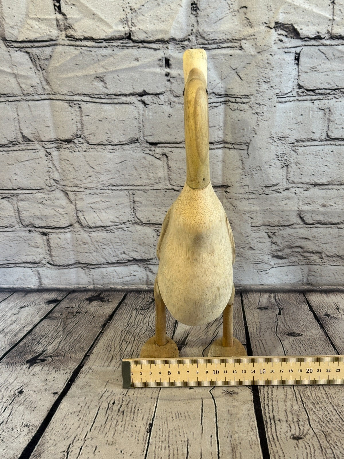 Looking Back 30cm Tall Wooden Hairy Duckling Baby Duck Bamboo Root Fairtrade