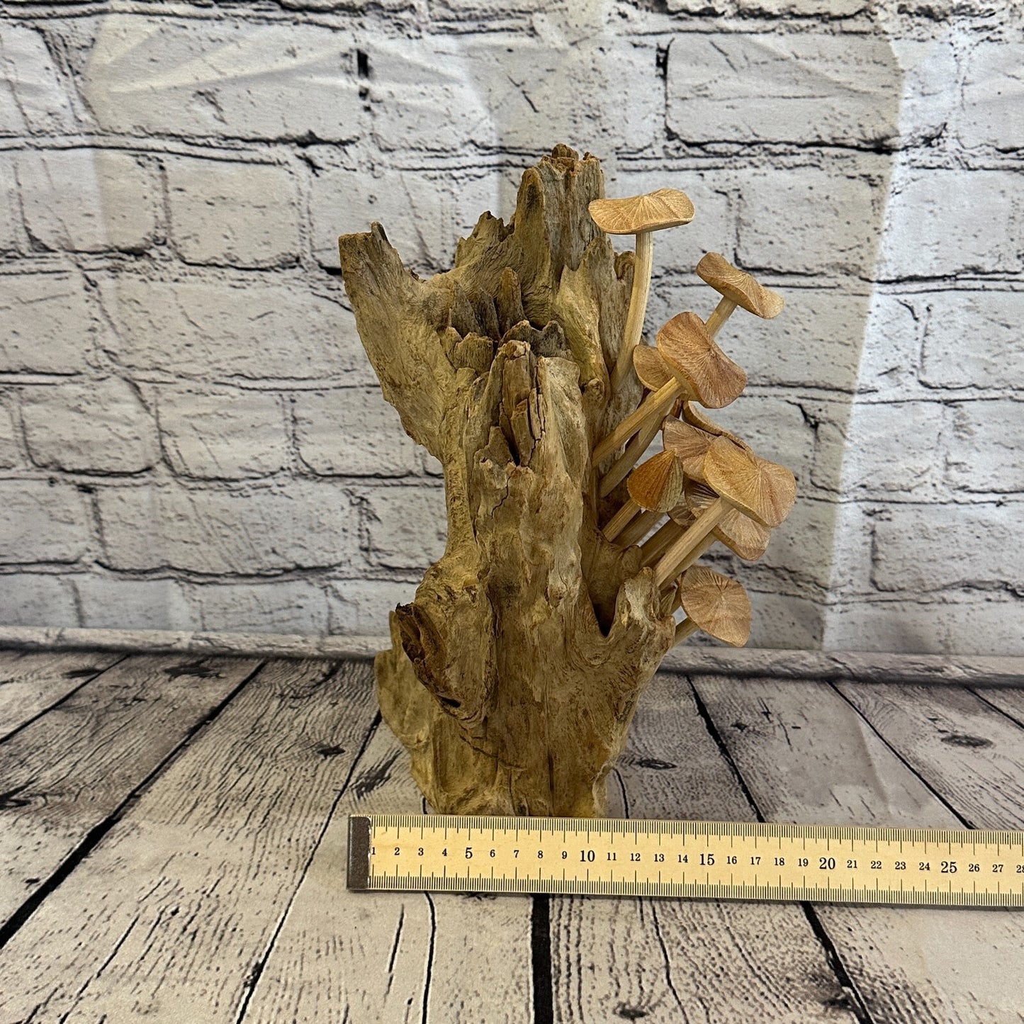 30cm Tall Mushrooms Cluster Parasite Ornament Natural Carving Fairtrade Wooden