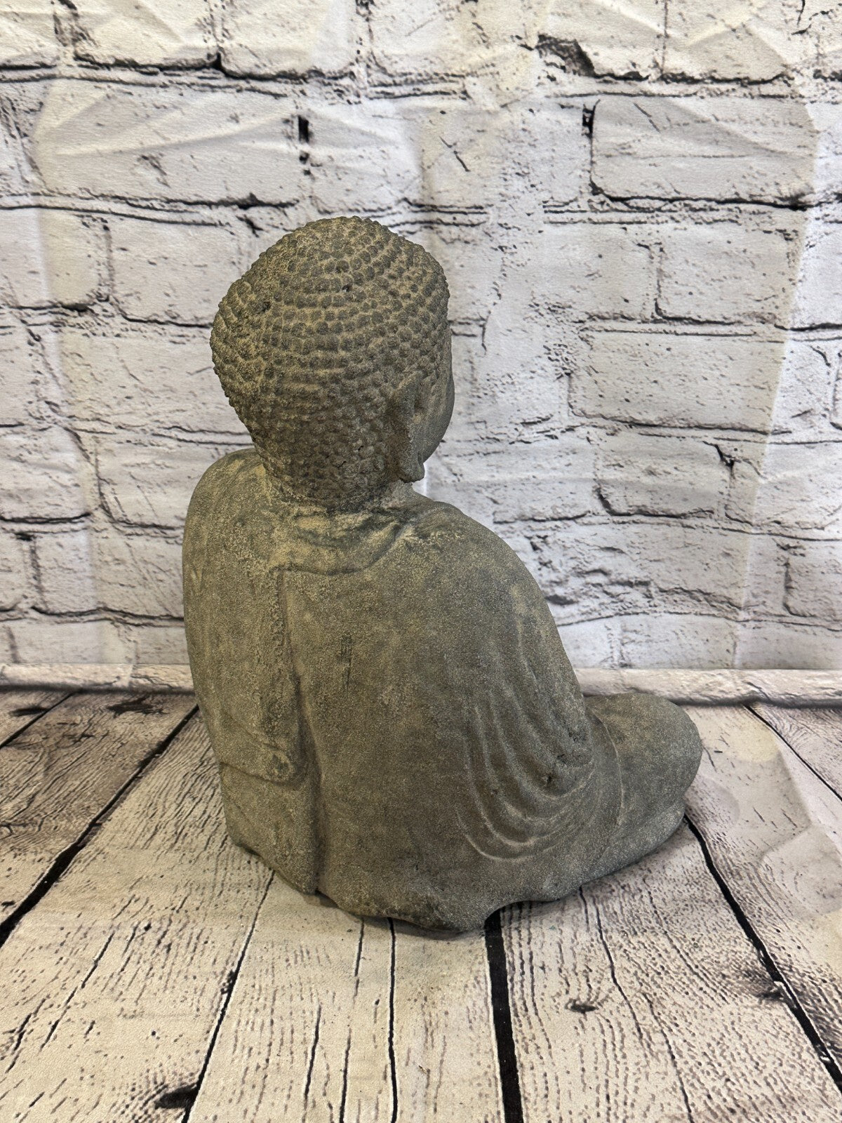 Sitting Buddha Stone Garden 30cm x 25cm Ornament Outdoor Indoor Statue Hindu
