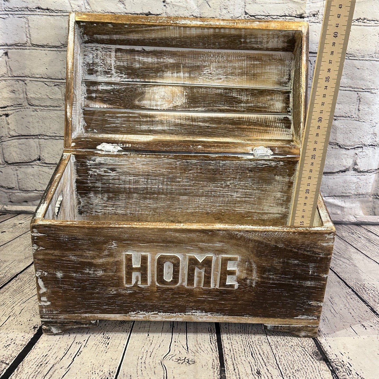 40cm x 28cm x 22cm Brown Home Wood Box Wooden Chest Storage Craft Handles Lid