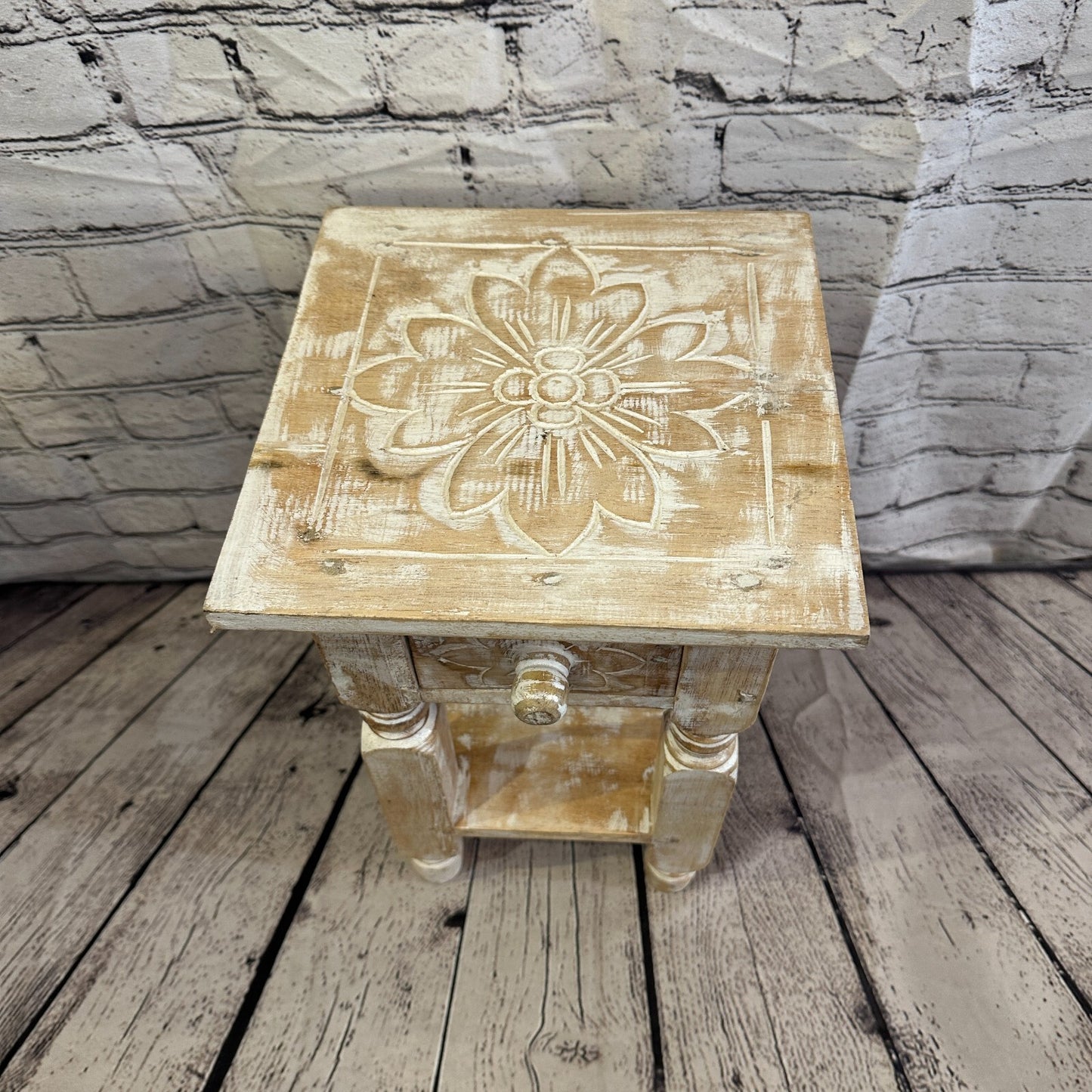 40cm x 25cm Cream 1 Draw Wooden Side Cabinet Living Hallway Storage Furniture