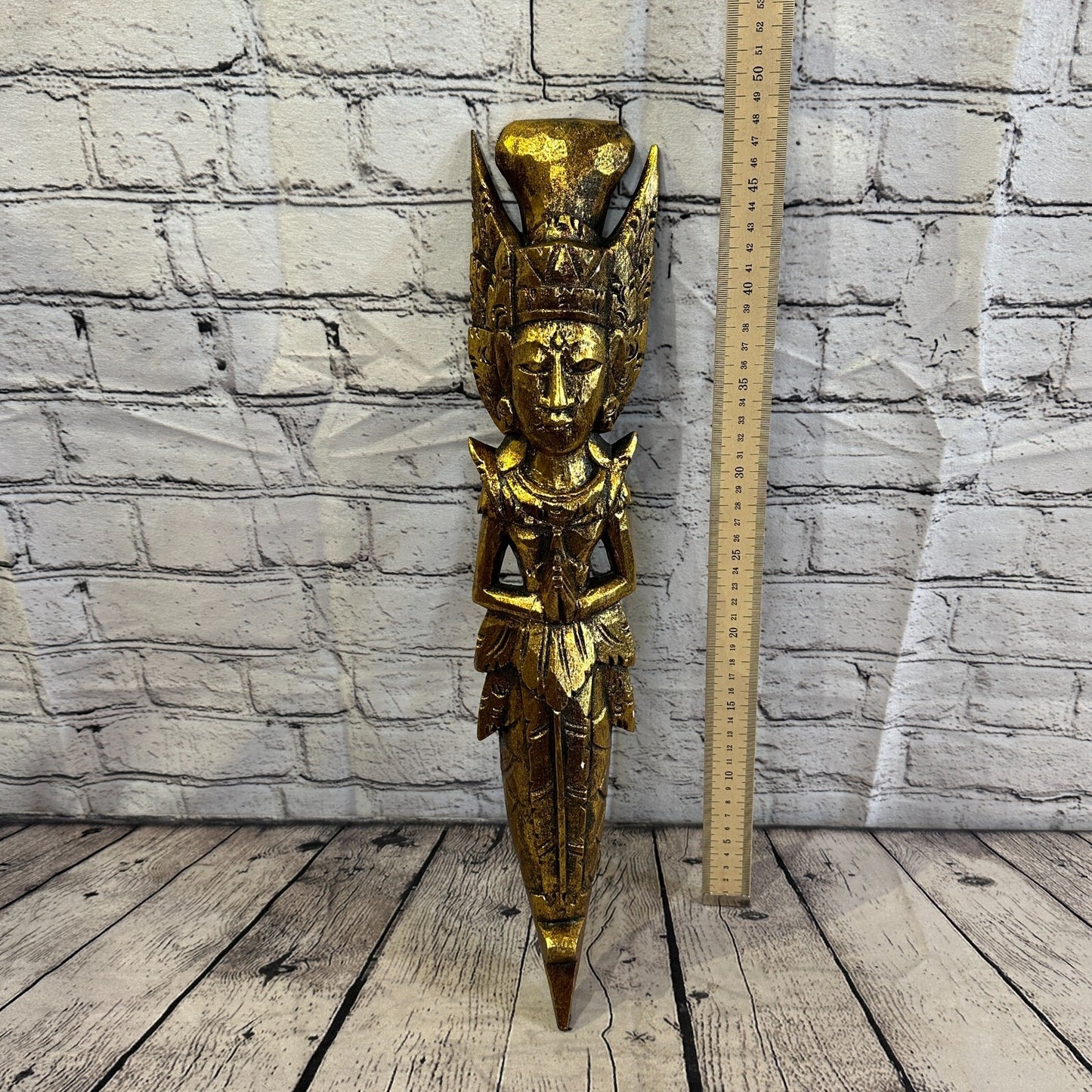 Gold Antique Colour Sita Dewi Bali Rice Goddess Wings Mermaid Wood 50cm Pair