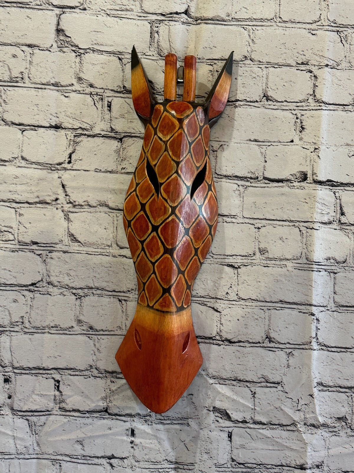 50cm Dotty Giraffe Hand Carved Fair Trade Wooden Animal Wall Art Wall Hang Mask