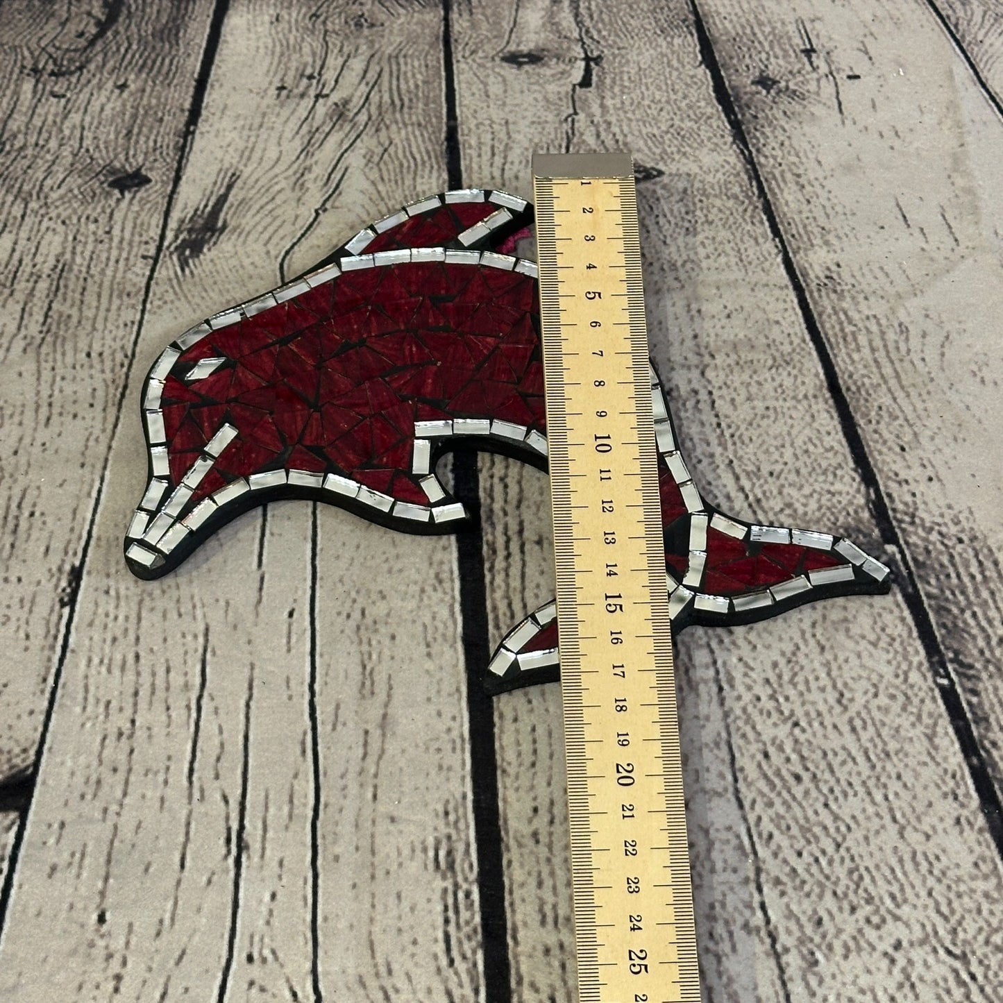 Red Dolphin Fish Mosaic Tile Wall Mirror 20cm x 20cm Handmade New