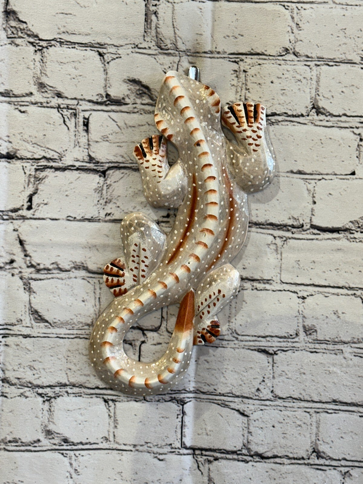 30cm Gecko Lizard Grey Wood Wall Hanging Wooden Ornaments Wood Carving