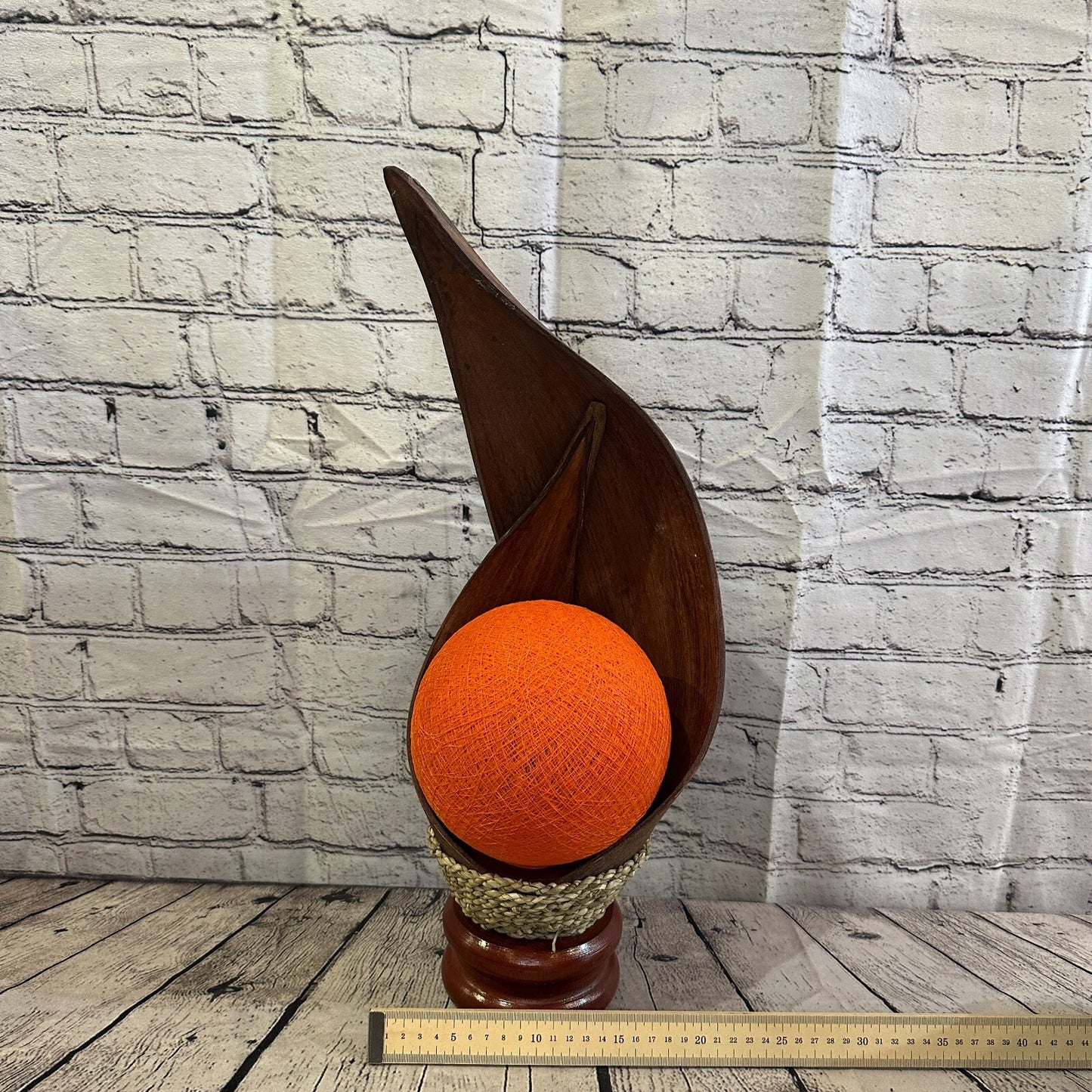 Orange Light Brown Natural 60cm Tall Leaf Lamp Twist LED UK Mains Plug Design 4