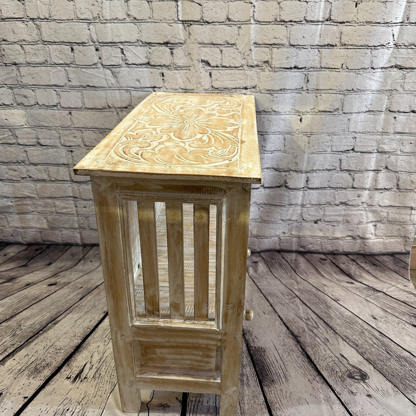 60cm x 60cm White 2 Draw Wooden Side Cabinet Living Hallway Storage Furniture