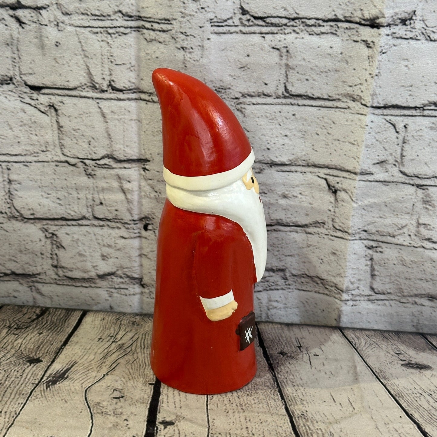 25cm x 8cm Red Pointy Hat Santa Claus Handcrafted Wood Xmas Christmas Ornament