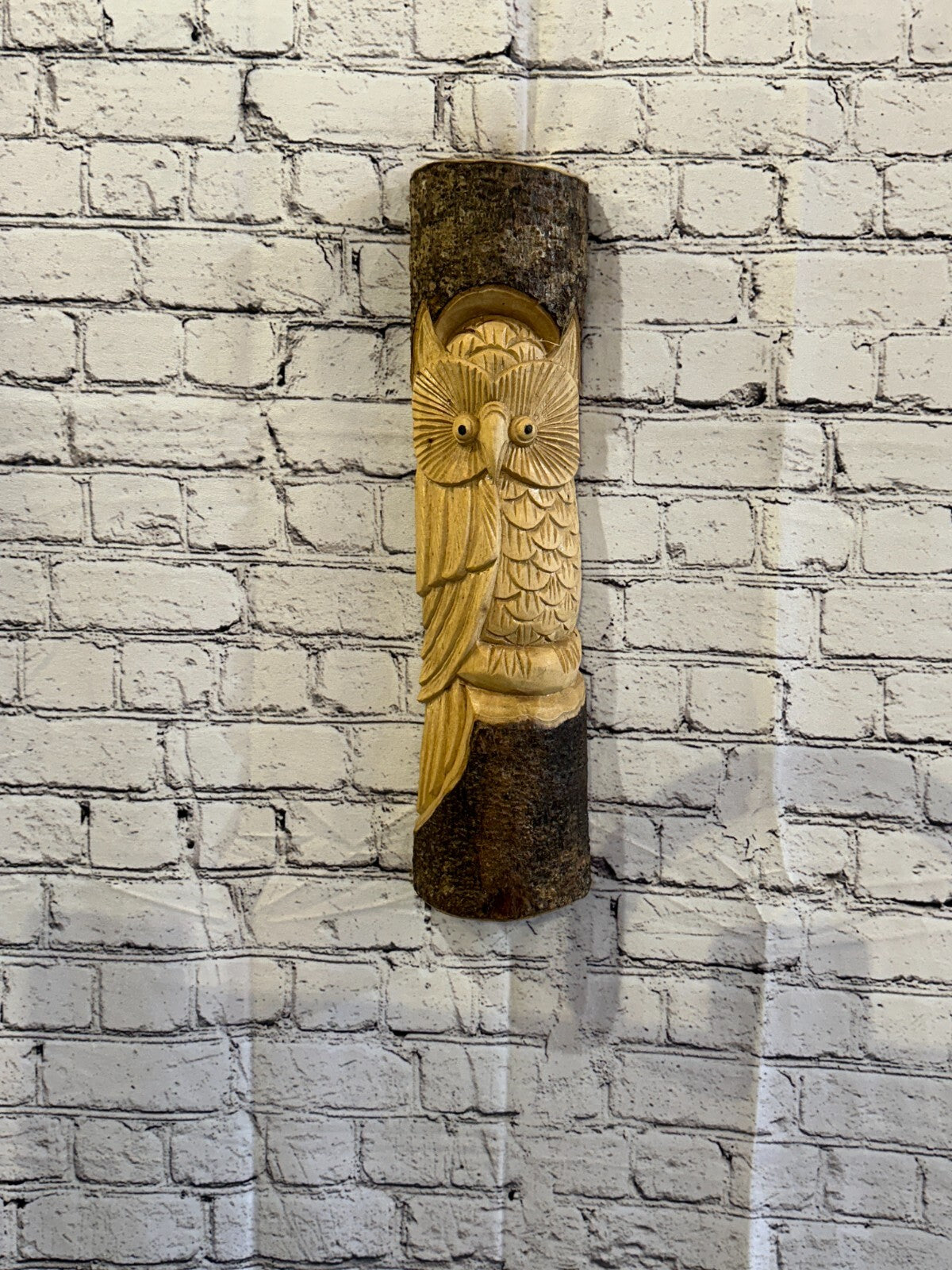 Barn Owl Of The Woods 50cm Hand Carved Wizard Tree Trunk Wood Fairtrade