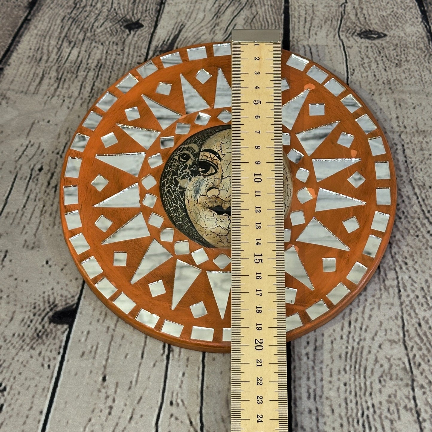 Sun Moon Face Mosaic Tile Wall Mirror 20cm x 20cm 8 Inches Handmade Fairtrade