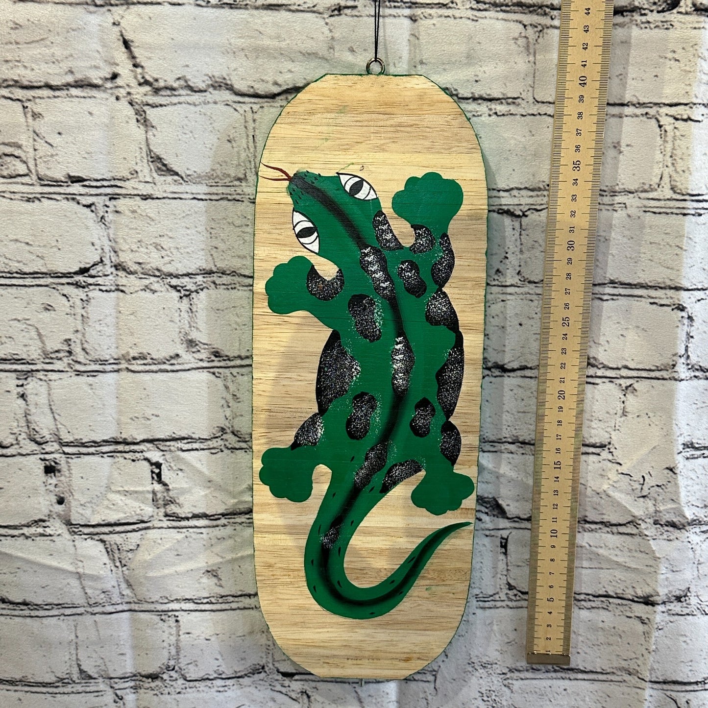 40cm Gecko Lizard Pattern Wind Spinner Wooden Spiral Mobile Garden Ornament